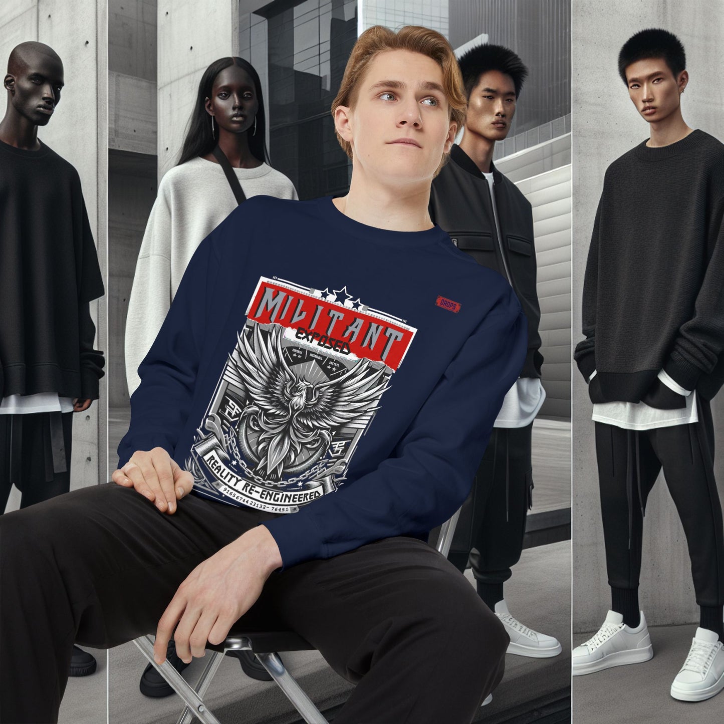Unisex Garment-Dyed Sweatshirt_ N8+ Series SPW USMWSSFCNSS PT2WW001_ Limited Edition by WesternWaves: