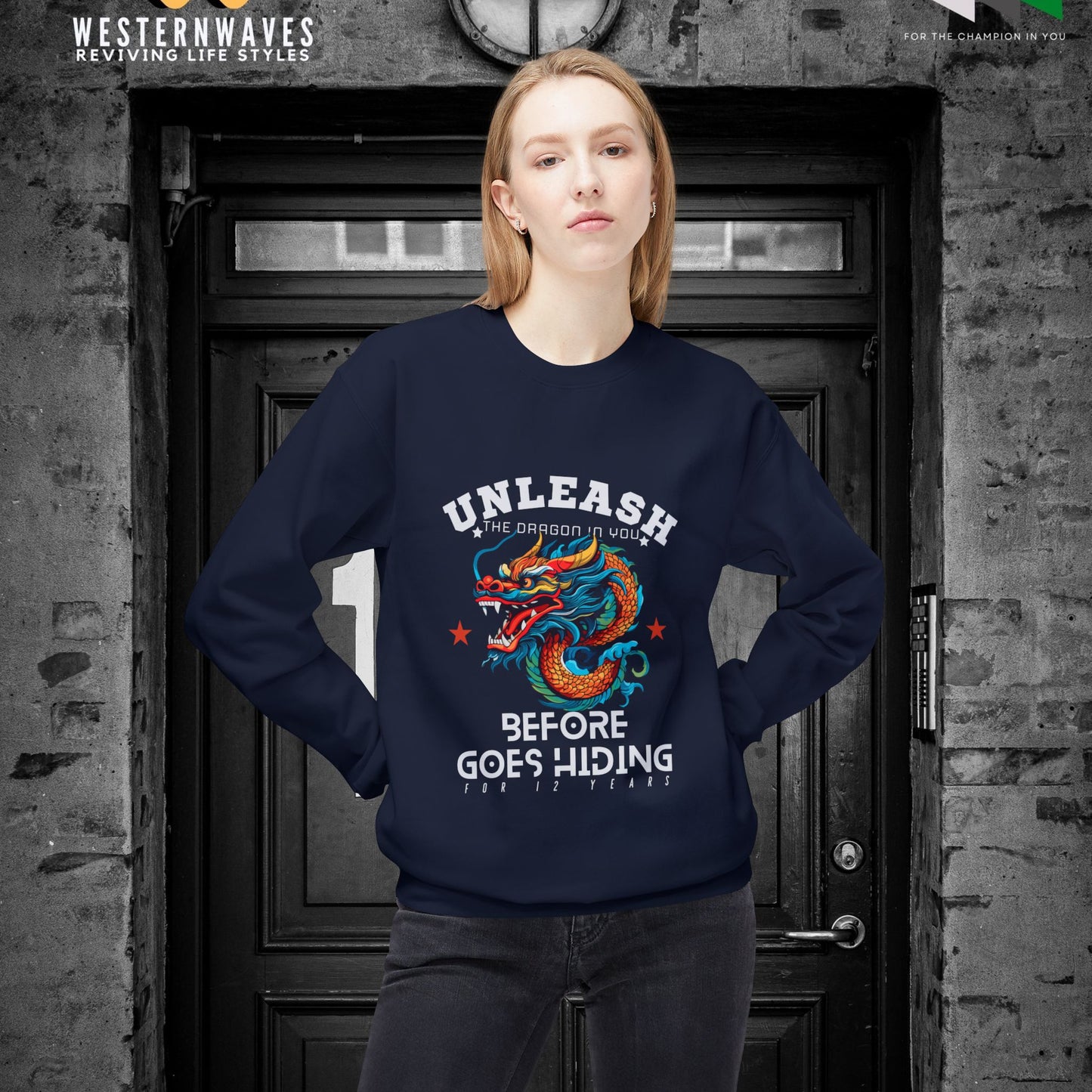 Softstyle Fleece Crewneck Sweatshirt_ N3+ Series SSFCNSS PT2WW001_ Limited Edition Comfort, Durabile & Sustainable Fashion Raw Classic by WesternWaves:
