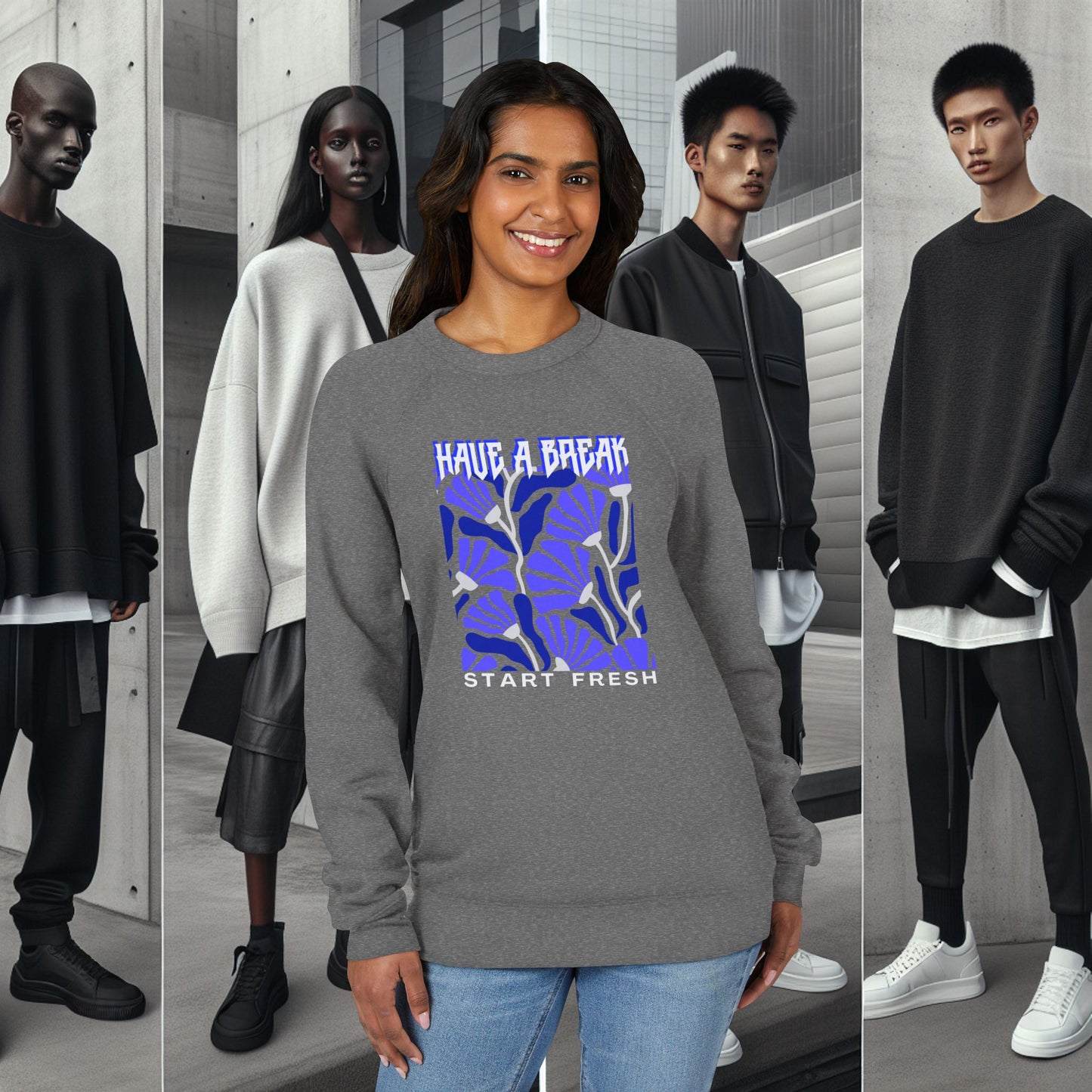 Unisex Sponge Fleece Raglan Sweatshirt_ Series UWD 062_ Limited Edition Cozy Fashion Streewear by WesternWaves: