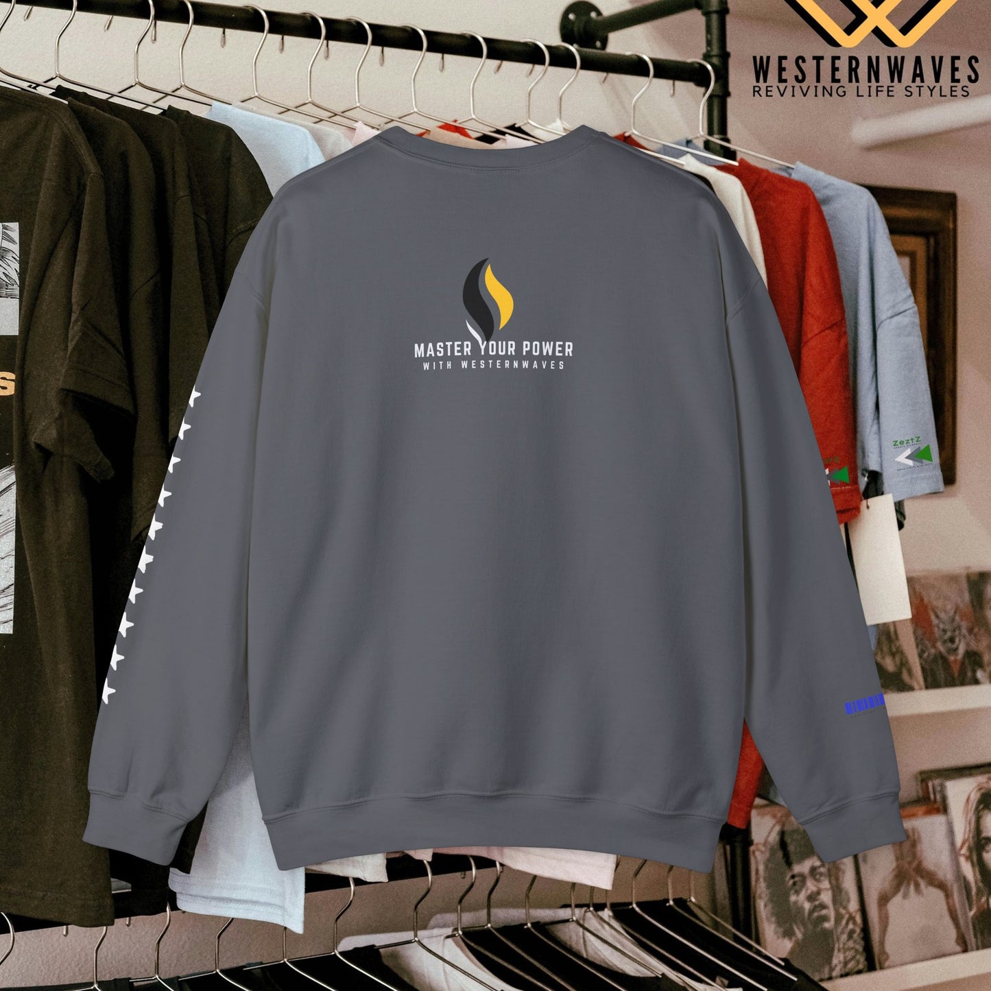Unisex Heavy Blend™ Crewneck Sweatshirt_ N3+ Series UHBCSS PT2WW009_ Limited Edition Pure Luxury by WesternWaves: