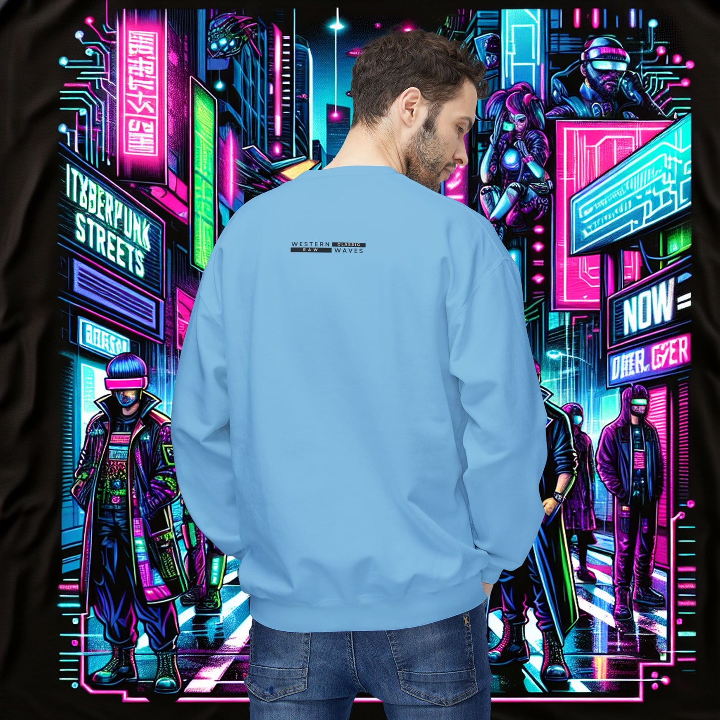 Unisex Midweight Softstyle Fleece Crewneck Sweatshirt_ Series N8+ USMWSSFCNSS PT2WW001_ UWD 0027_ Limited Edition Graphic Pullover by WesternWaves: