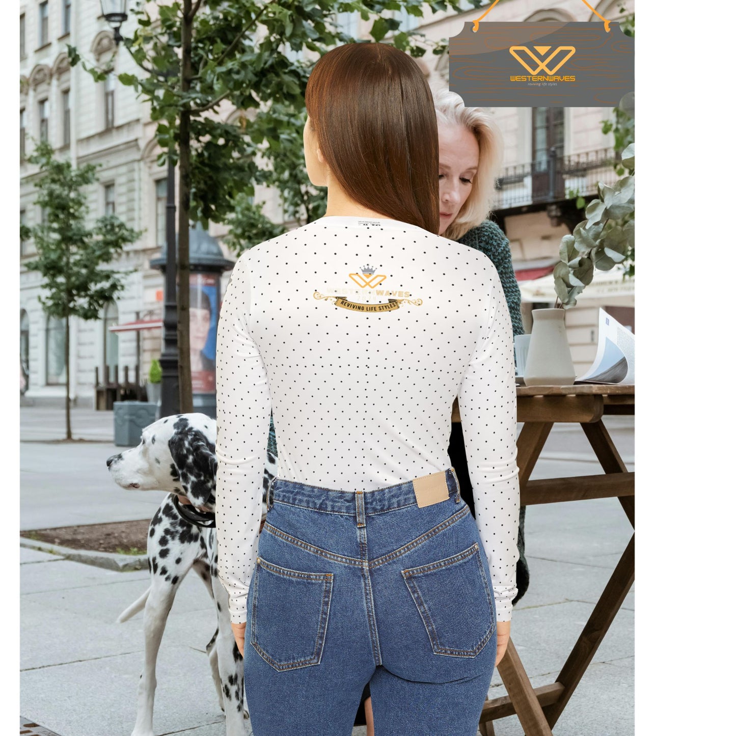 Women's Long Sleeve V-neck Shirt (AOP)_ N+ Series WLSVNS PT2WW003_ Feminine Elegance Limited Edition by WesternWaves