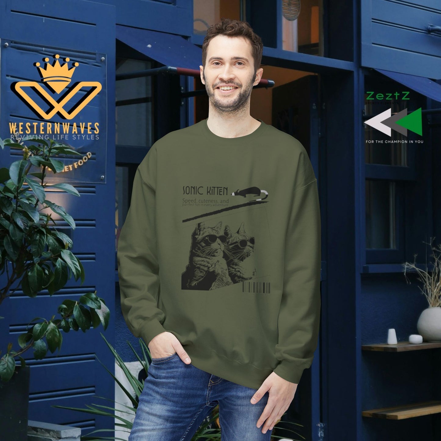 Unisex Midweight Fleece Crewneck Sweatshirt_ N3+ Series UXMWFCS PT2WW015_ WesternWaves Signature Limited Edition: