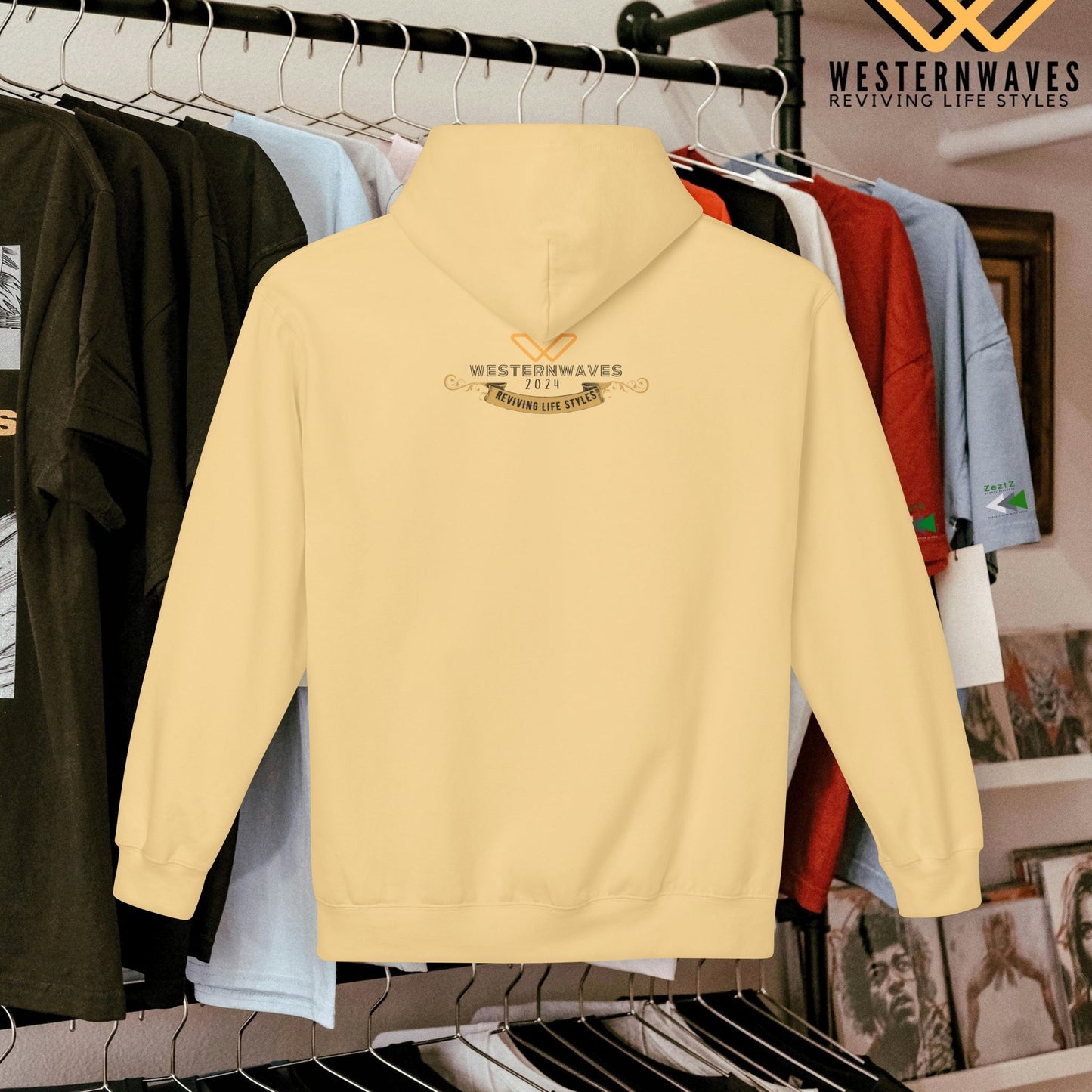 Unisex Midweight Softstyle Fleece Hoodie_ N3+ Series USMWSSFH PT2WW010_ Limited Edition Luxuriously Soft 100% Cotton Face by WesternWaves:
