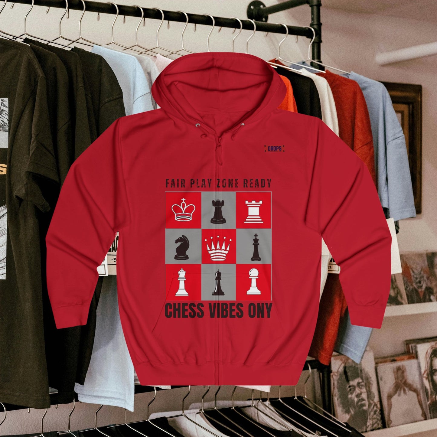 Unisex Full Zip Hoodie_ UWDP3_ Series N8+ USFZH PT2WW001_ Limited Edition Unique Chess Merch by WesternWaves: