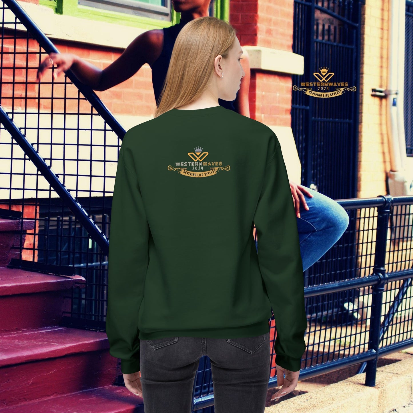 Unisex Midweight Fleece Crewneck Sweatshirt_ N3+ Series UXMWFCS PT2WW015_ WesternWaves Signature Limited Edition: