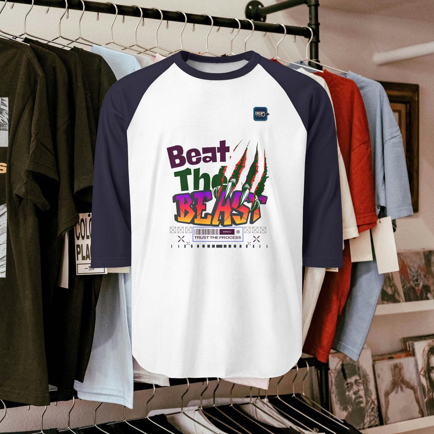 Beat the Beast Unisex Raglan Shirt - Retro Style, Perfect for Music Lovers and Casual Wear_ 19 April 2025_ 004