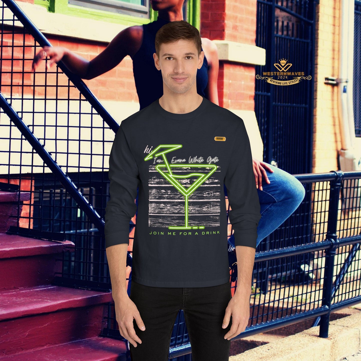 Unisex Classic Long Sleeve T-Shirt_ N6* Series USCLSTS PT2WW002_ Limited Edition Playful Design by WesternWaves: