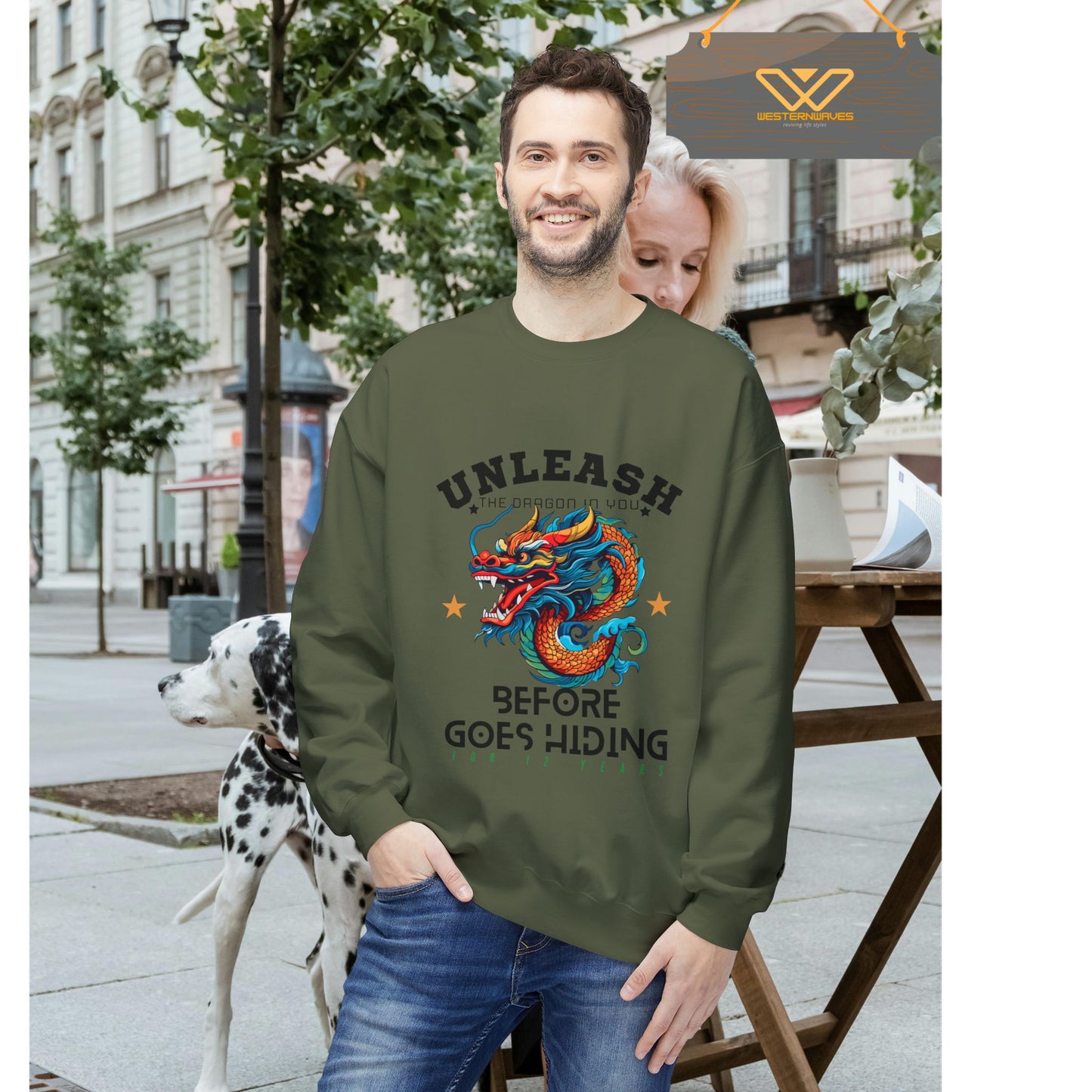 Unisex Midweight Softstyle Fleece Crewneck Sweatshirt_ N3+ Series USMWSSFCNSS PT2WW001_ Limited Edition Stylish Eco-conscious Raw Classic by WesternWaves: