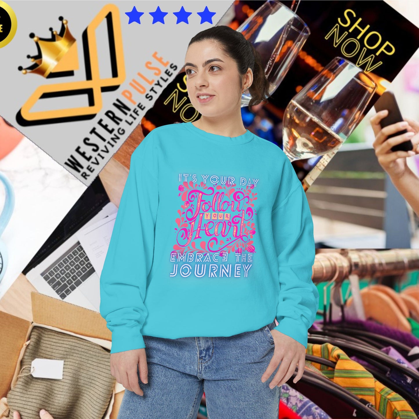 Unisex Garment-Dyed Sweatshirt_ N3+ Series UGDSS PT2WW001_ WesternWaves Limited Edition: