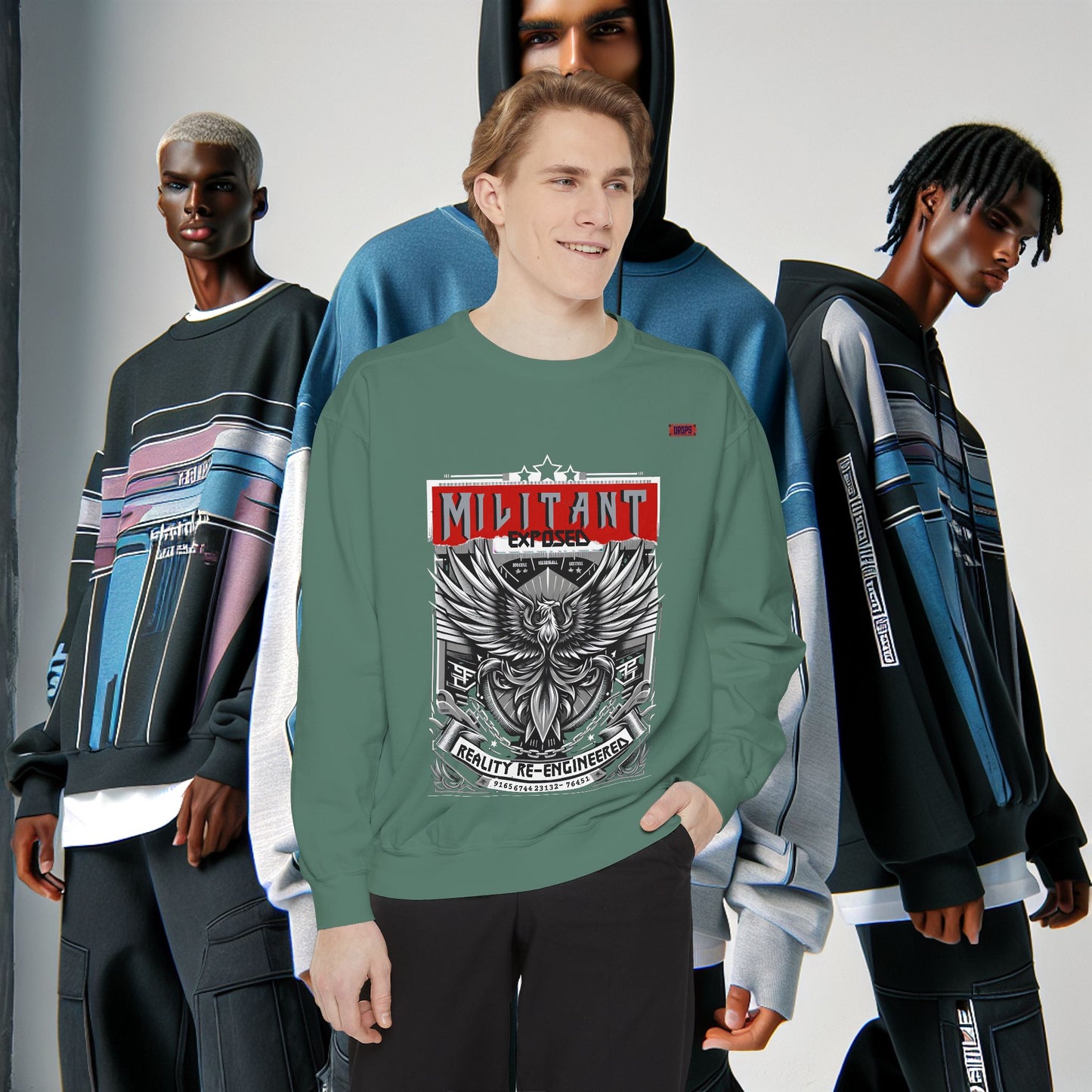 Unisex Garment-Dyed Sweatshirt_ N8+ Series SPW USMWSSFCNSS PT2WW001_ Limited Edition by WesternWaves: