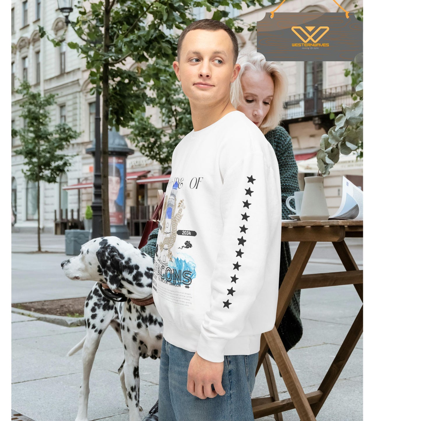Unisex Lightweight Crewneck Sweatshirt_ N3+ Series ULWCSS PT2WW013_ Limited Edition Conscious Fashion Collaboration by WesternWaves:
