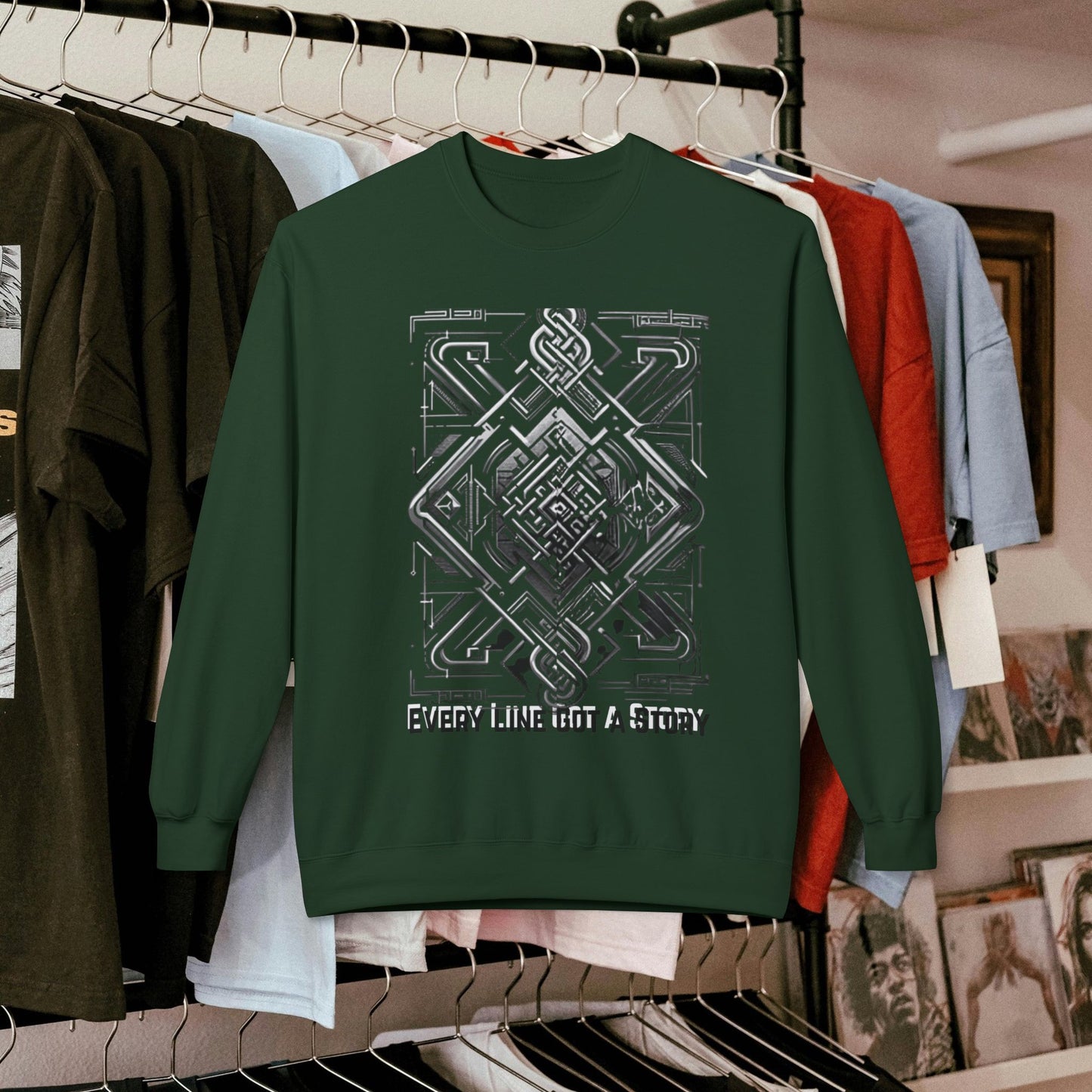 Every Line Got A Story Sweatshirt | Unisex Fleece Crewneck, Cozy Pullover, Artistic Gift, Casual Layer, Everyday Wear