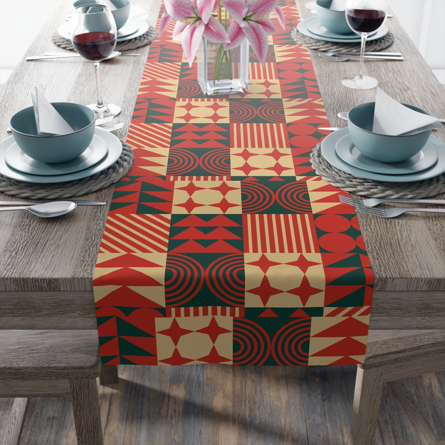 Table Runner (Cotton, Poly)_ Elegant Black Rare Design of a Table Runner_ N7+ Series TRUNNER PT2WW002_ Limited Edition by WesternWaves_