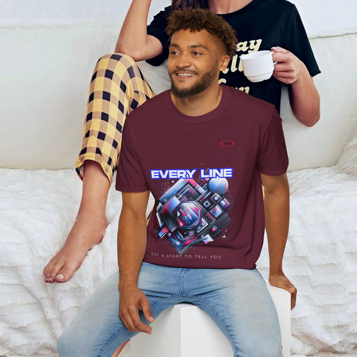 Every Line Graphic Unisex Softstyle T-Shirt | Retro Art Tee, Casual Wear, Gift for Art Lovers, Streetwear, Everyday Style