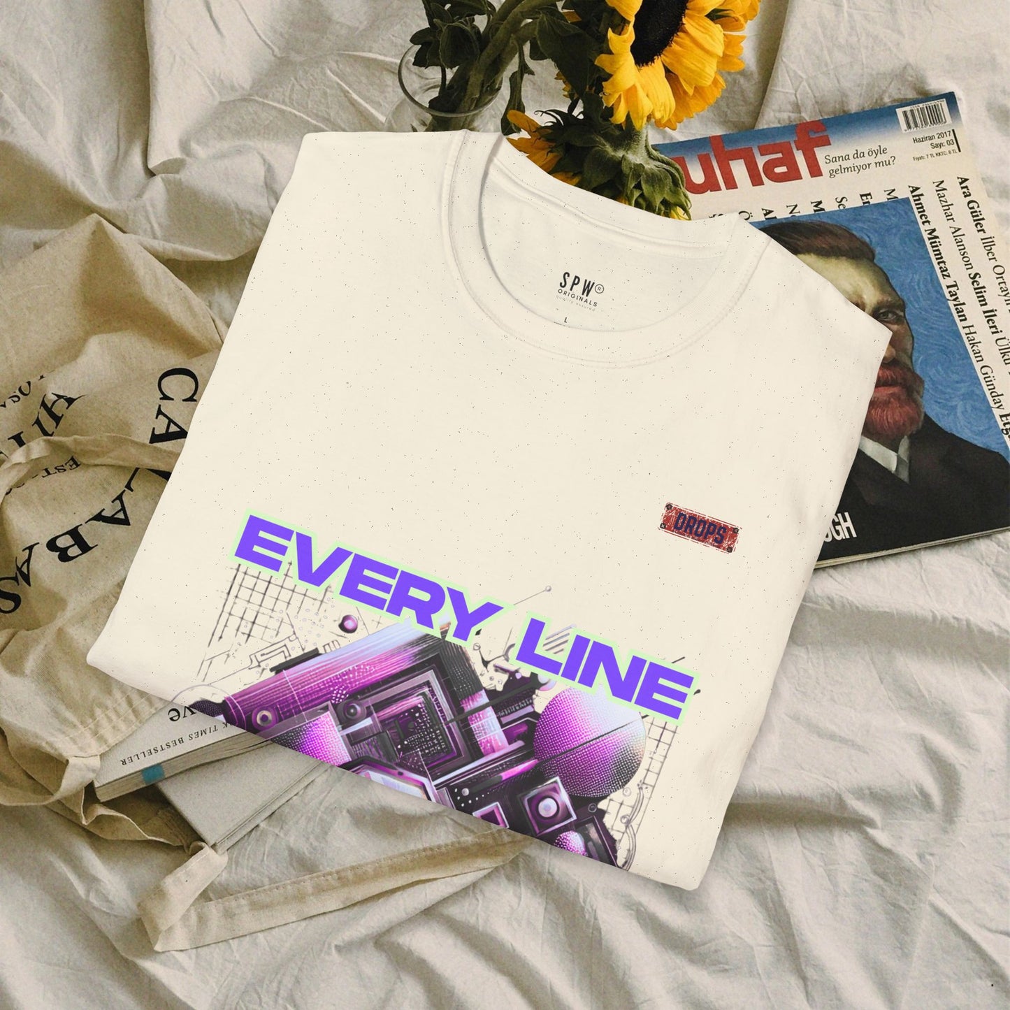 Every Line Graphic Unisex Softstyle T-Shirt | Retro Art Tee, Casual Wear, Gift for Art Lovers, Streetwear, Everyday Style