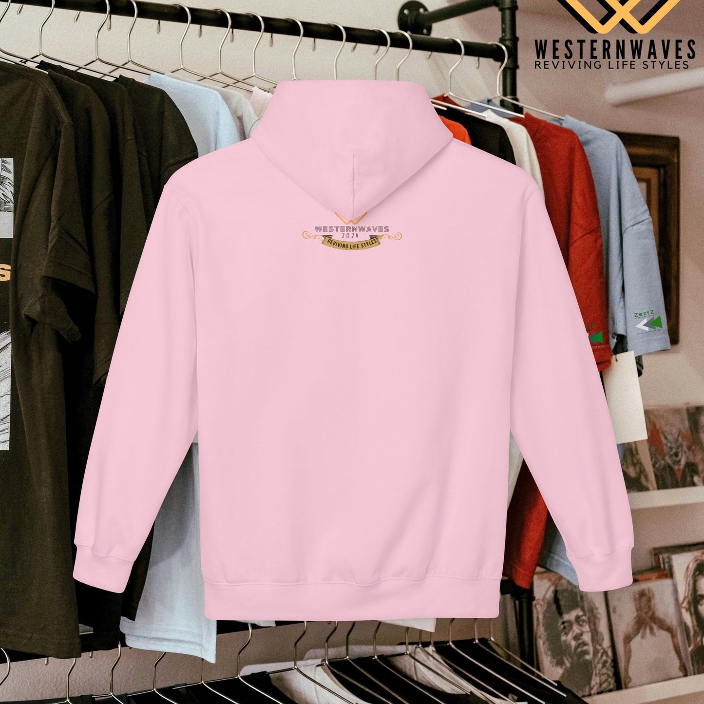 Unisex Midweight Softstyle Fleece Hoodie_ N3+ Series USMWSSFH PT2WW008_ Limited Edition Luxuriously Soft 100% Cotton Face by WesternWaves: