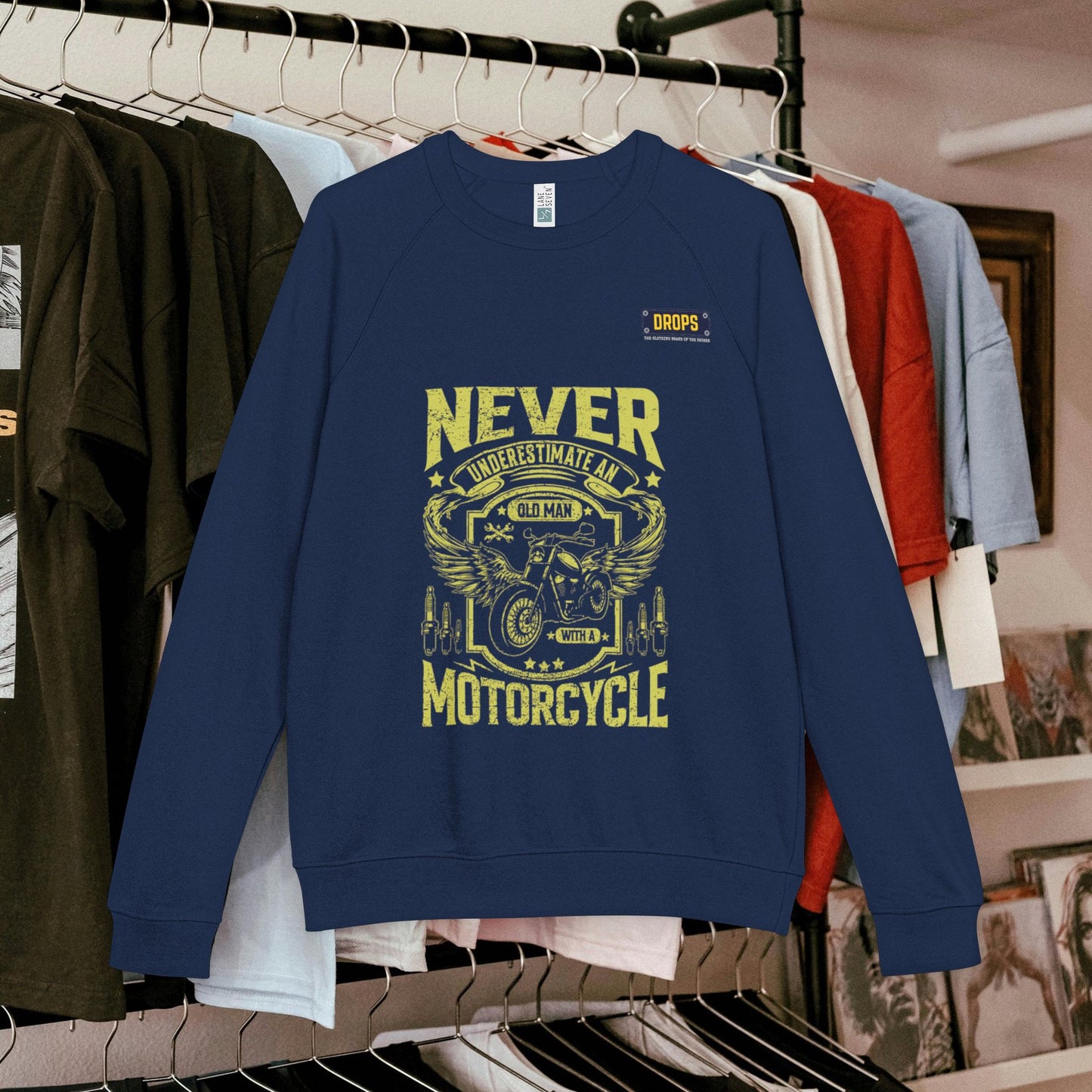 Unisex French Terry Raglan Crewneck_ 29 June 2025_ Limited Edition Vintage Motorcycle Apparel by WesternWaves: