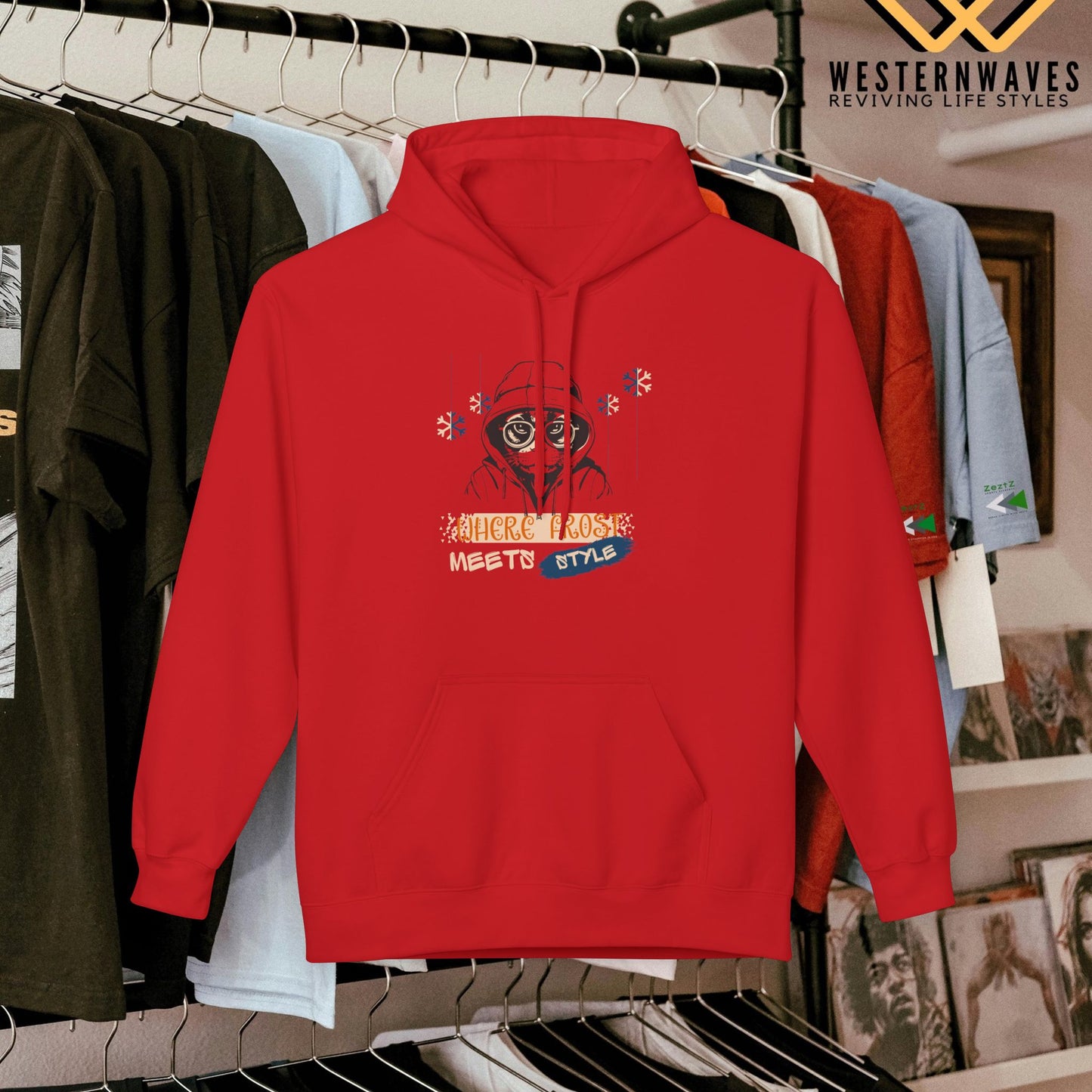 Unisex Midweight Softstyle Fleece Hoodie_ N3+ Series USMWSSFH PT2WW002_ Limited Edition Luxuriously Soft 100% Cotton Face by WesternWaves: