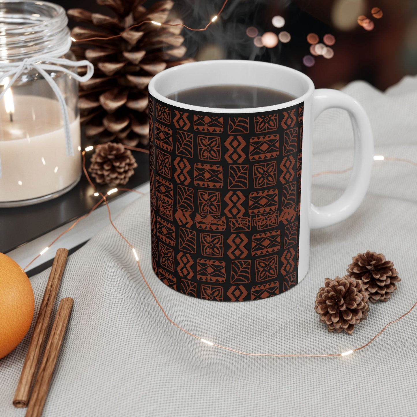 Ceramic Mug 11oz & 15oz_ N7* Series CMUG11OZ&15OZ PT2WW001_ Limited Edition Tribal Pattern Coffee Mug by WestenWaves: