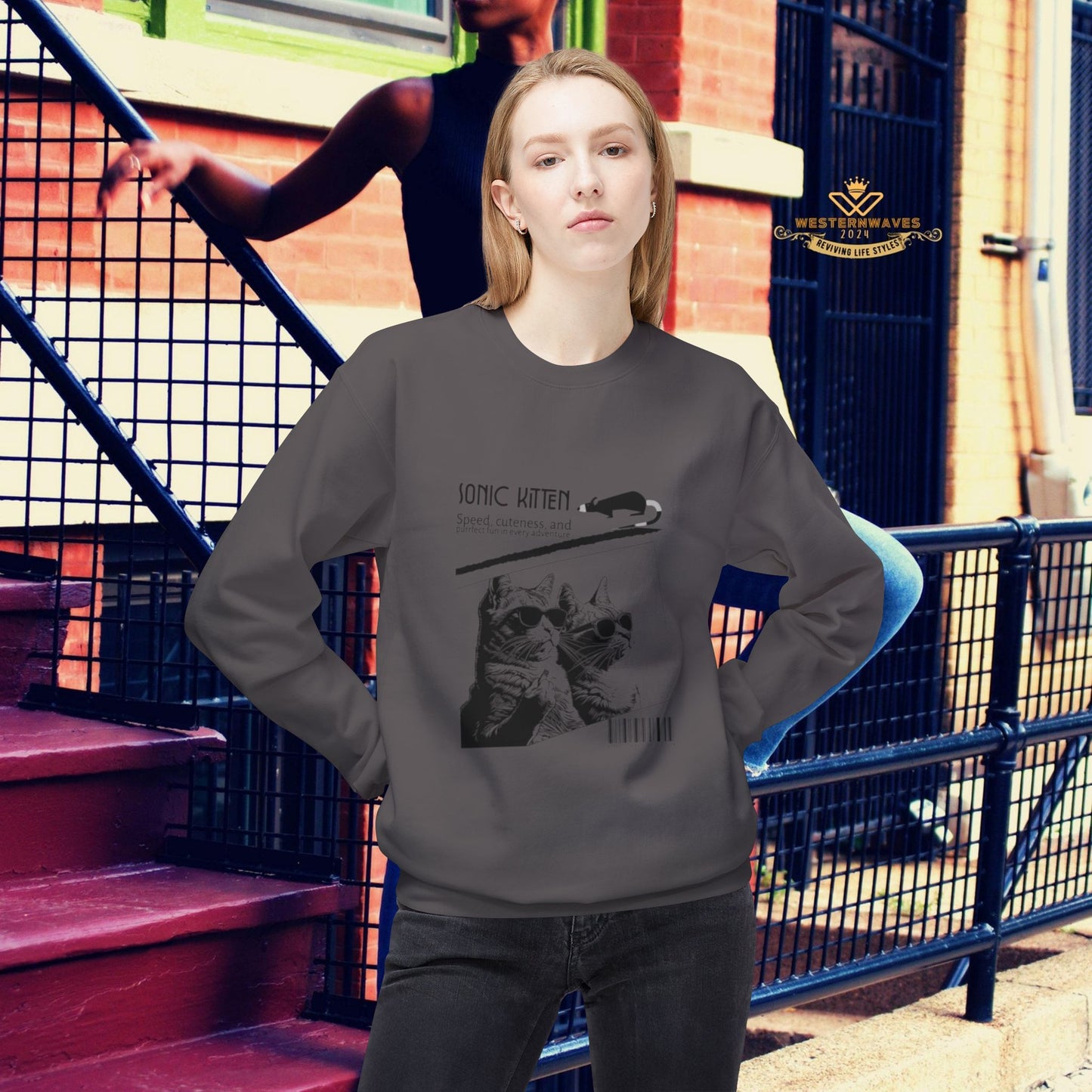Unisex Midweight Fleece Crewneck Sweatshirt_ N3+ Series UXMWFCS PT2WW015_ WesternWaves Signature Limited Edition: