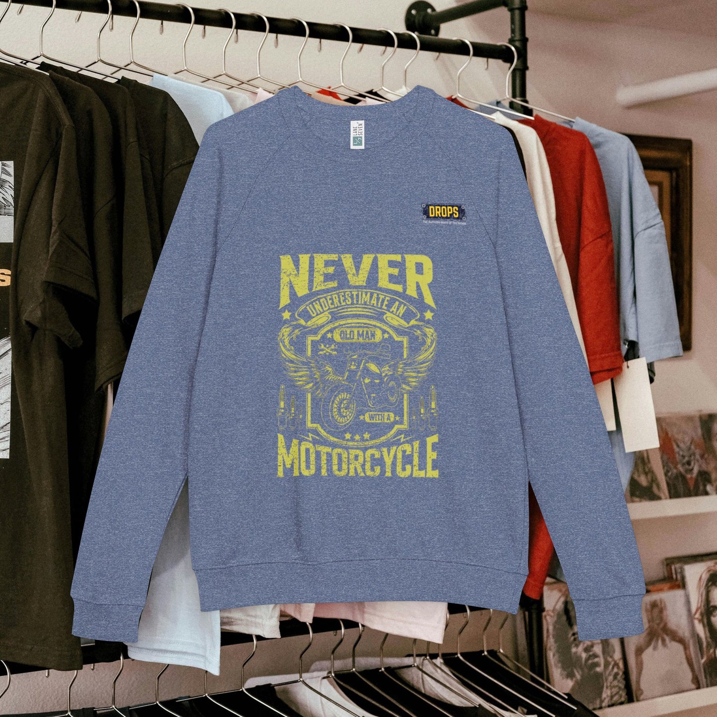 Unisex French Terry Raglan Crewneck_ 29 June 2025_ Limited Edition Vintage Motorcycle Apparel by WesternWaves: