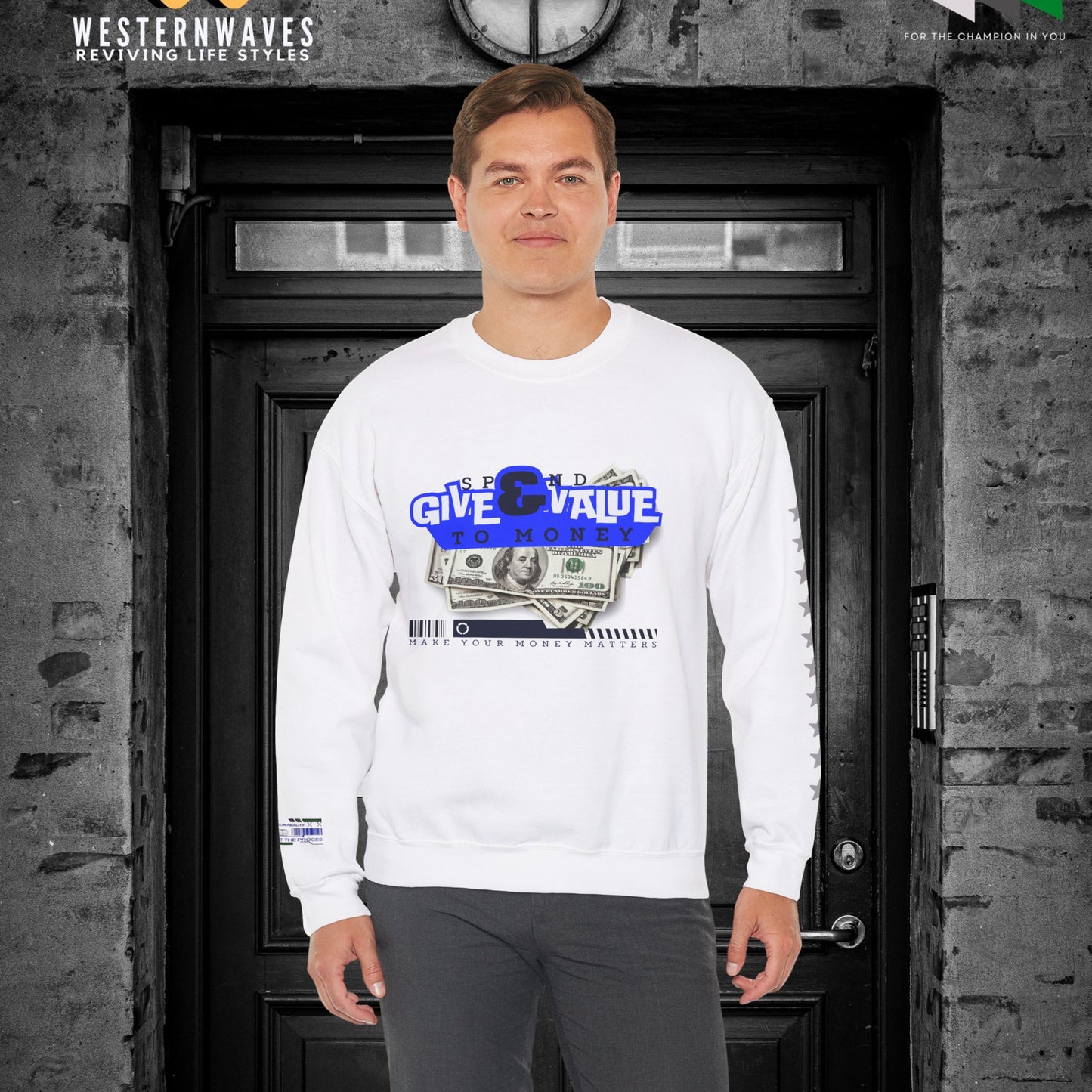 Unisex Heavy Blend™ Crewneck Sweatshirt_ N3+ Series UHBCSS PT2WW036_ Limited Edition Pure Luxury By WesternWaves: