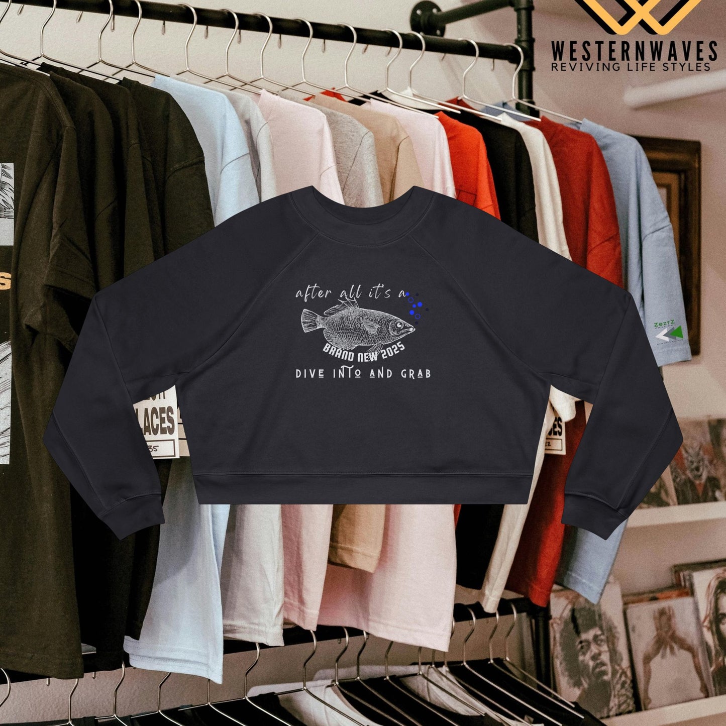 Women's Cropped Fleece Pullover_ N3+ Series WCFPOH PT2WW002_ Limited Edition High-quality Composition Product by WesternWaves: