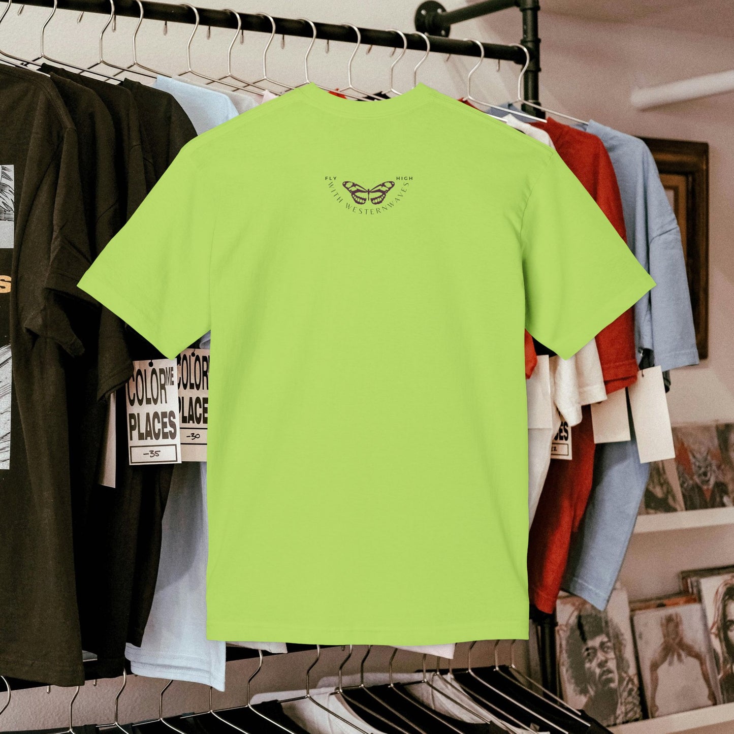 Unisex Midweight T-shirt, Made in USA_ N+ Series UMTS PT2WW007_ Limited Edition Design by WesternWaves: