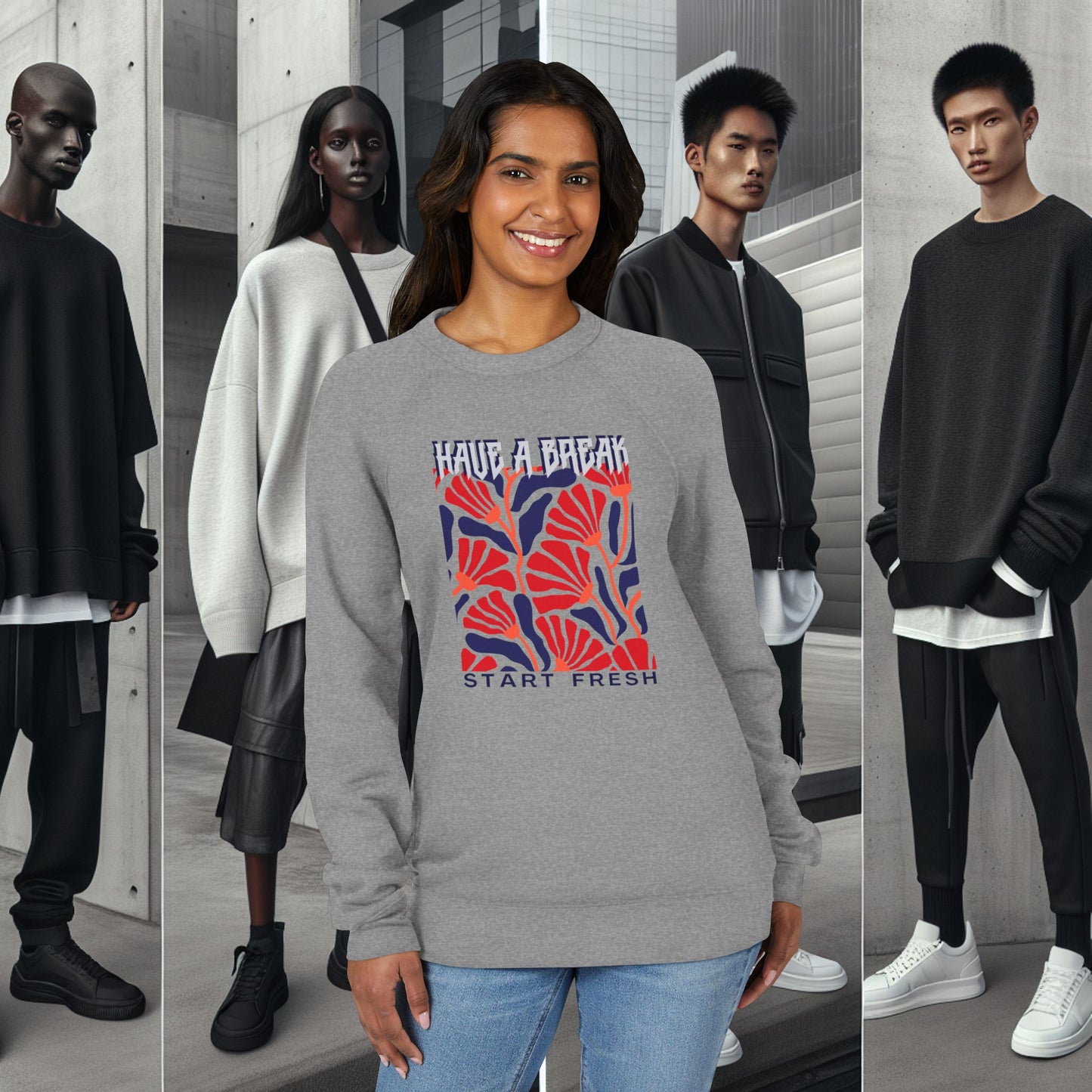 Unisex Sponge Fleece Raglan Sweatshirt_ Series UWD 062_ Limited Edition Cozy Fashion Streewear by WesternWaves:
