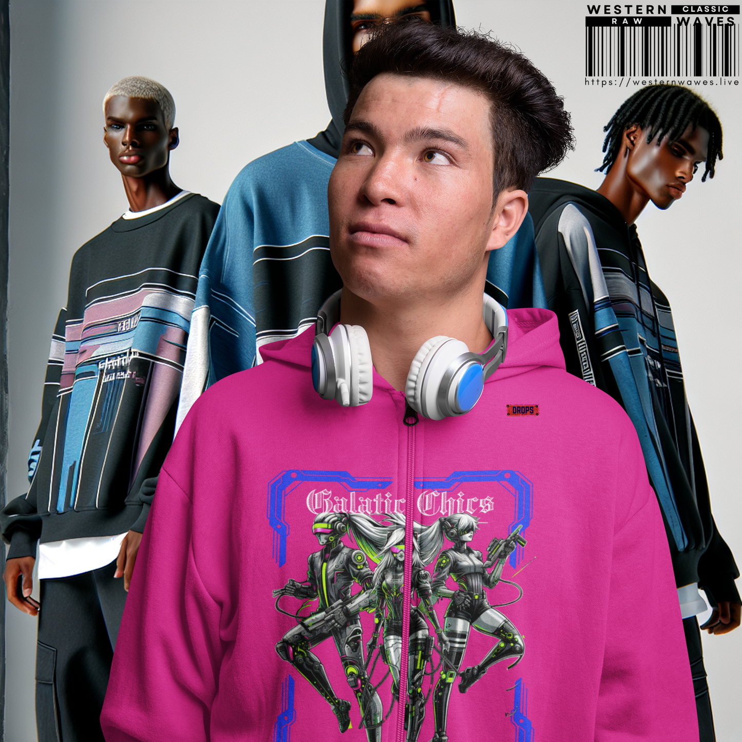 Galactic Chic Unisex Full Zip Hoodie_ 28 Aug 2025_ Futuristic Graphic, Cozy Layer, Gift for Sci-Fi Lovers, Streetwear Style, Unique Apparel