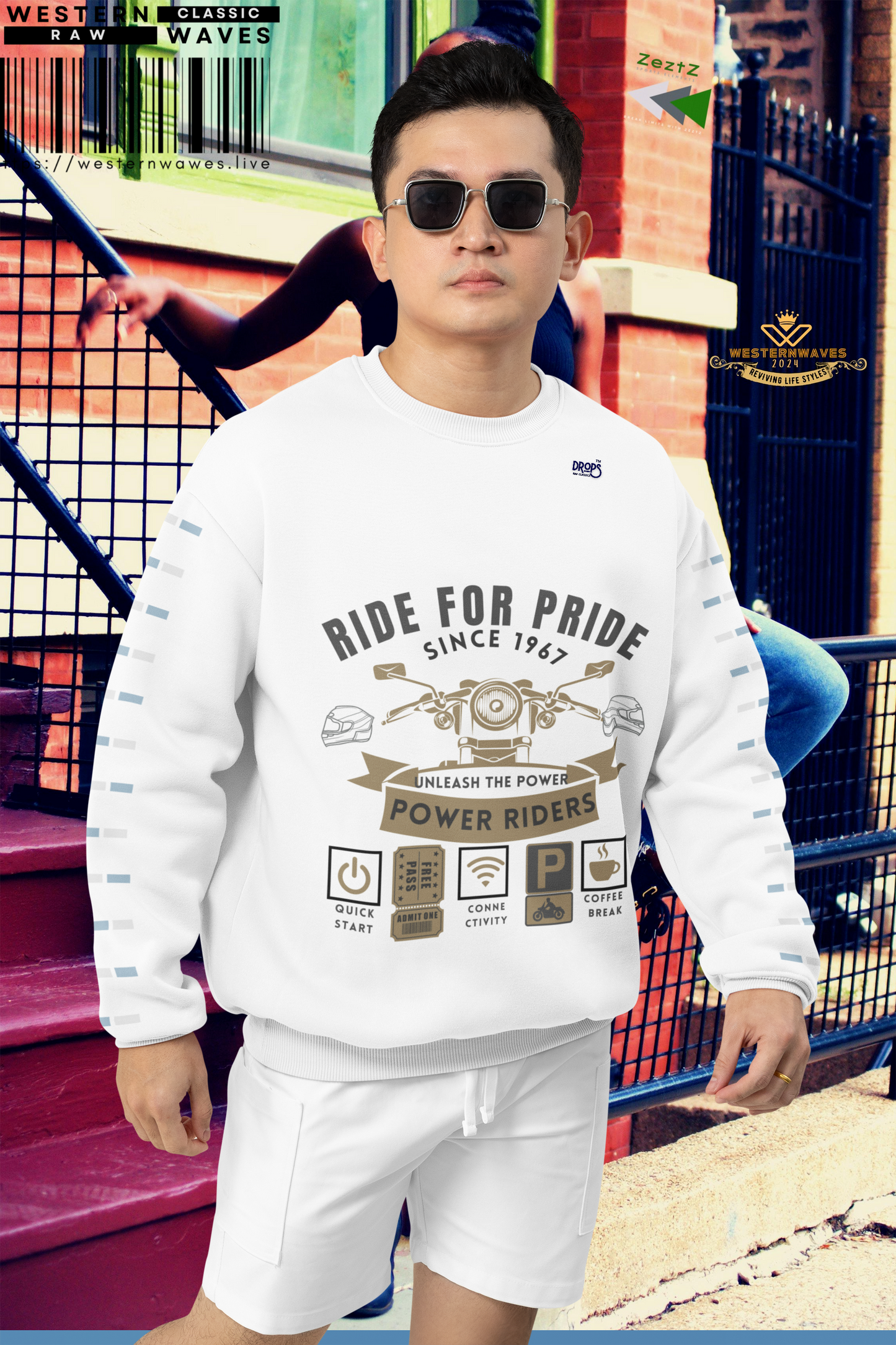 Crewneck Sweatshirt_ For Vintage Power Riders_ N7+ Series VPRCNSS PR2WW001_ Limited Edition Comfort & Raw Style by WesternWaves: