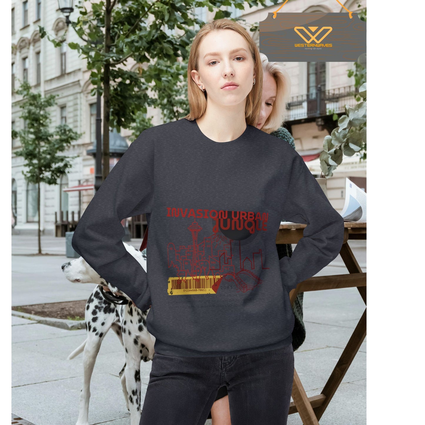 Unisex Midweight Softstyle Fleece Crewneck Sweatshirt_ N2+ Series USMWSSFCNSS PT2WW012_ Limited Edition Stylish Eco-conscious Raw Classic by WesternWaves: