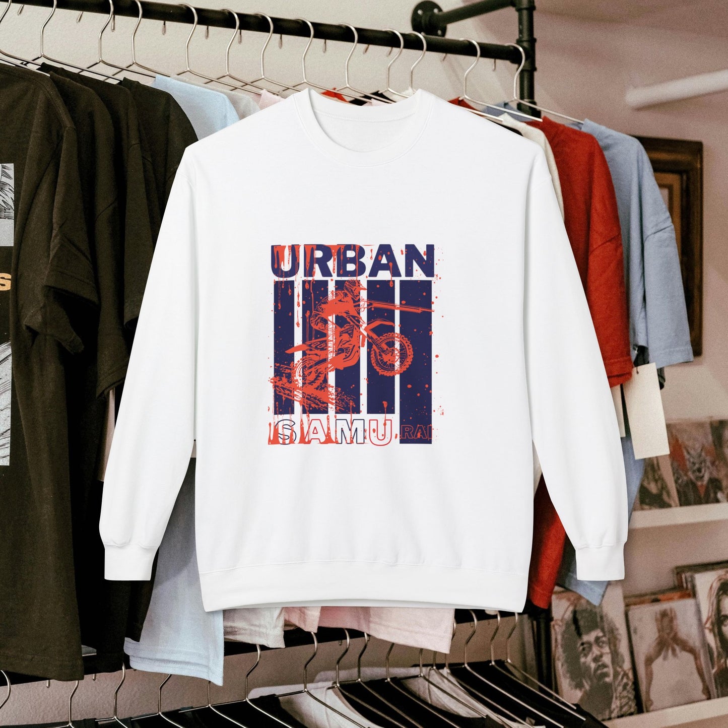 Unisex Midweight Softstyle Fleece Crewneck Sweatshirt_ N2+ Series USMWSSFCNSS PT2WW009_ Limited Edition Stylish Eco-conscious Raw Classic by WesternWaves:
