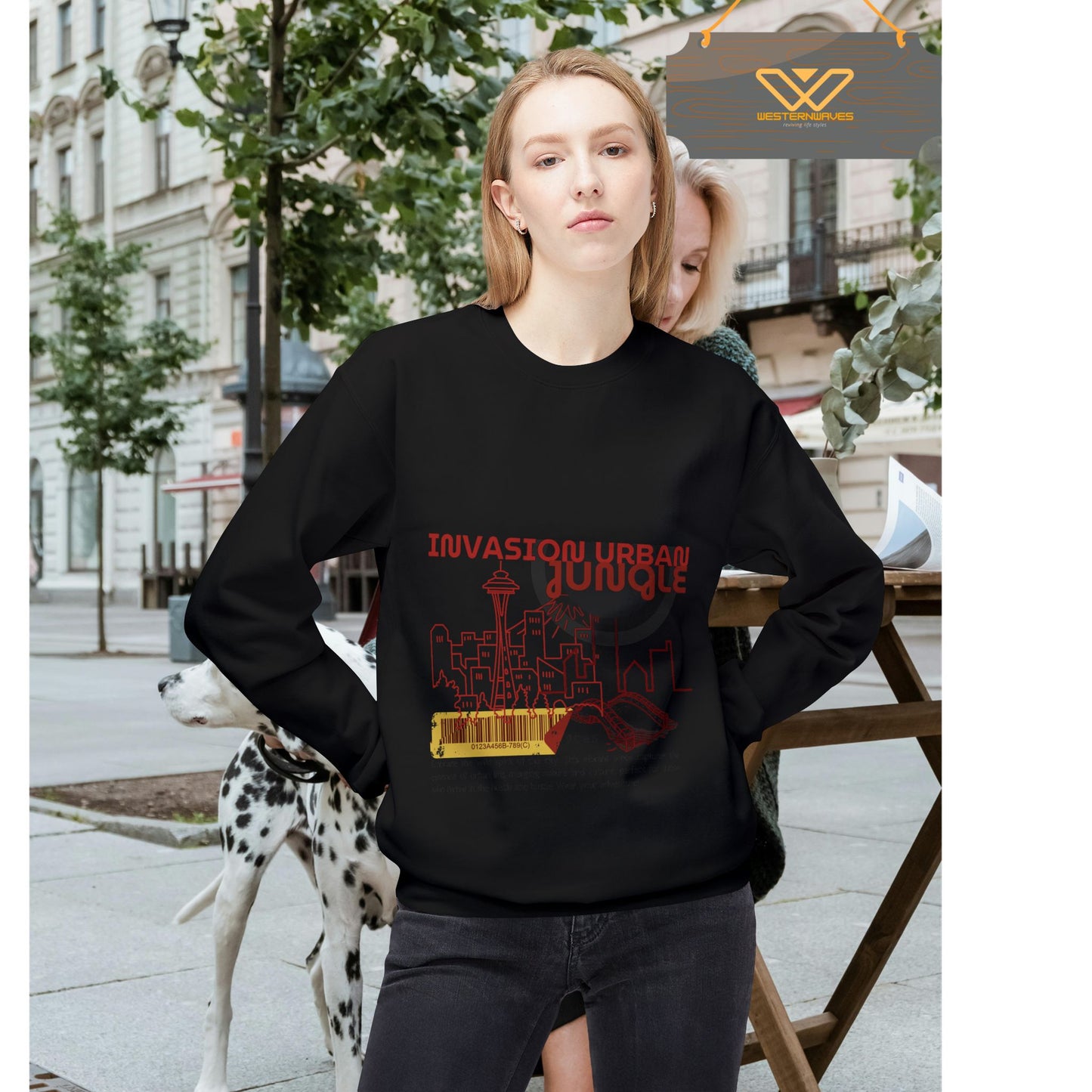 Unisex Midweight Softstyle Fleece Crewneck Sweatshirt_ N2+ Series USMWSSFCNSS PT2WW012_ Limited Edition Stylish Eco-conscious Raw Classic by WesternWaves: