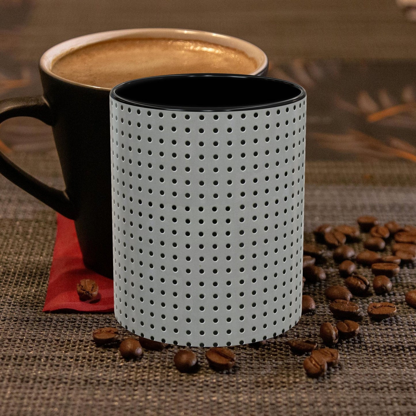 Two Tone Accent Coffee Mug 11oz_  N7+ Series ACMUG11OZ PT2WW001_ Limited Edition Stylish Perforated Design by WesternWaves: