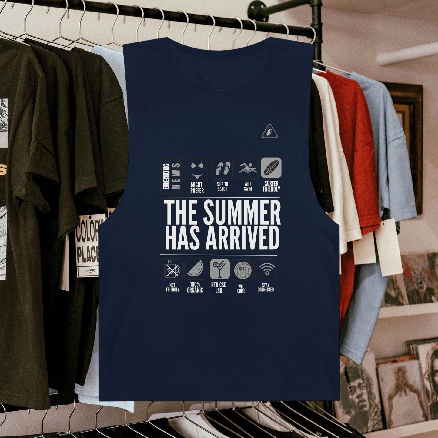 Unisex Summer Vibes Tank Top - 'The Summer Has Arrived' – Organic Cotton_ 09 May 2025_ 001