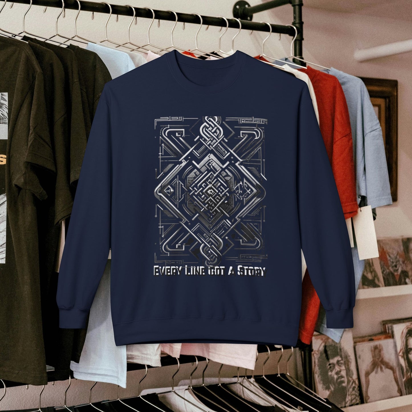 Every Line Got A Story Sweatshirt | Unisex Fleece Crewneck, Cozy Pullover, Artistic Gift, Casual Layer, Everyday Wear
