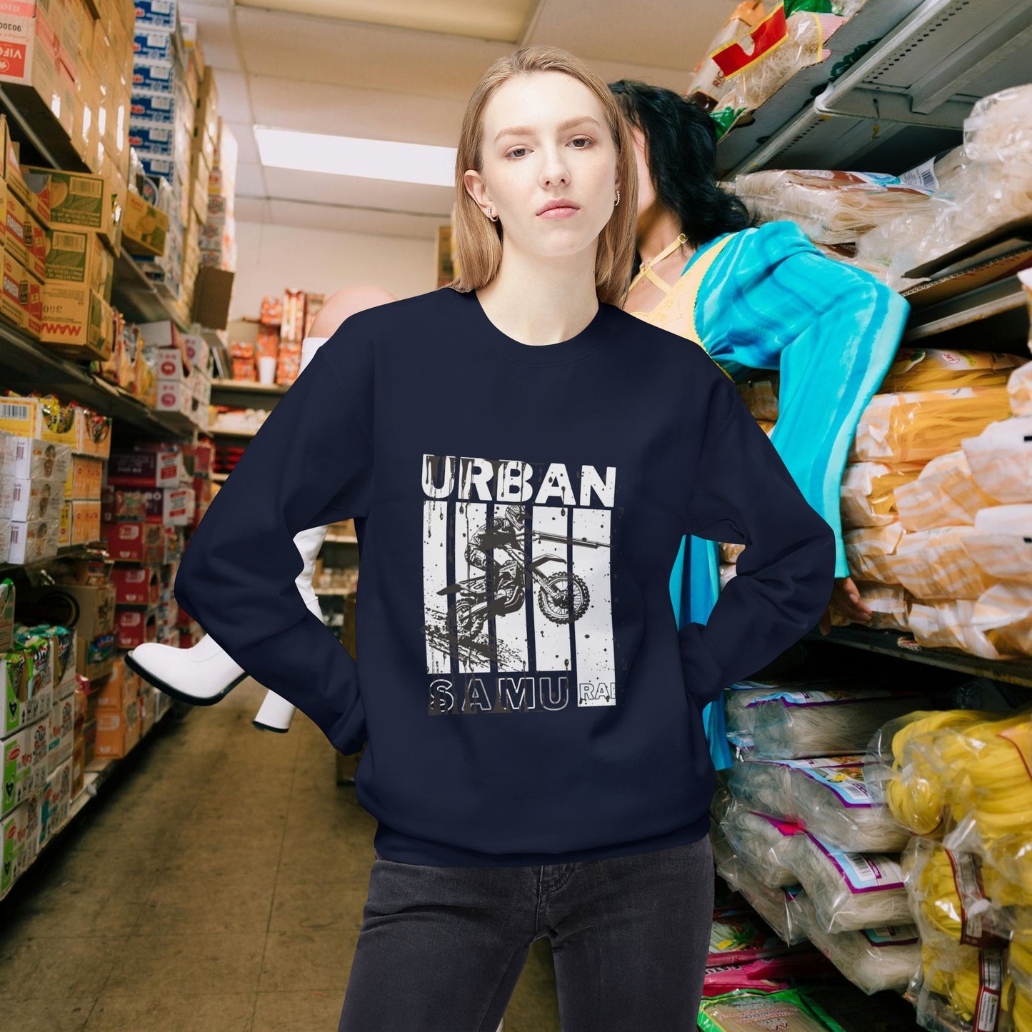Unisex Midweight Softstyle Fleece Crewneck Sweatshirt_ N2+ Series USMWSSFCNSS PT2WW009_ Limited Edition Stylish Eco-conscious Raw Classic by WesternWaves: