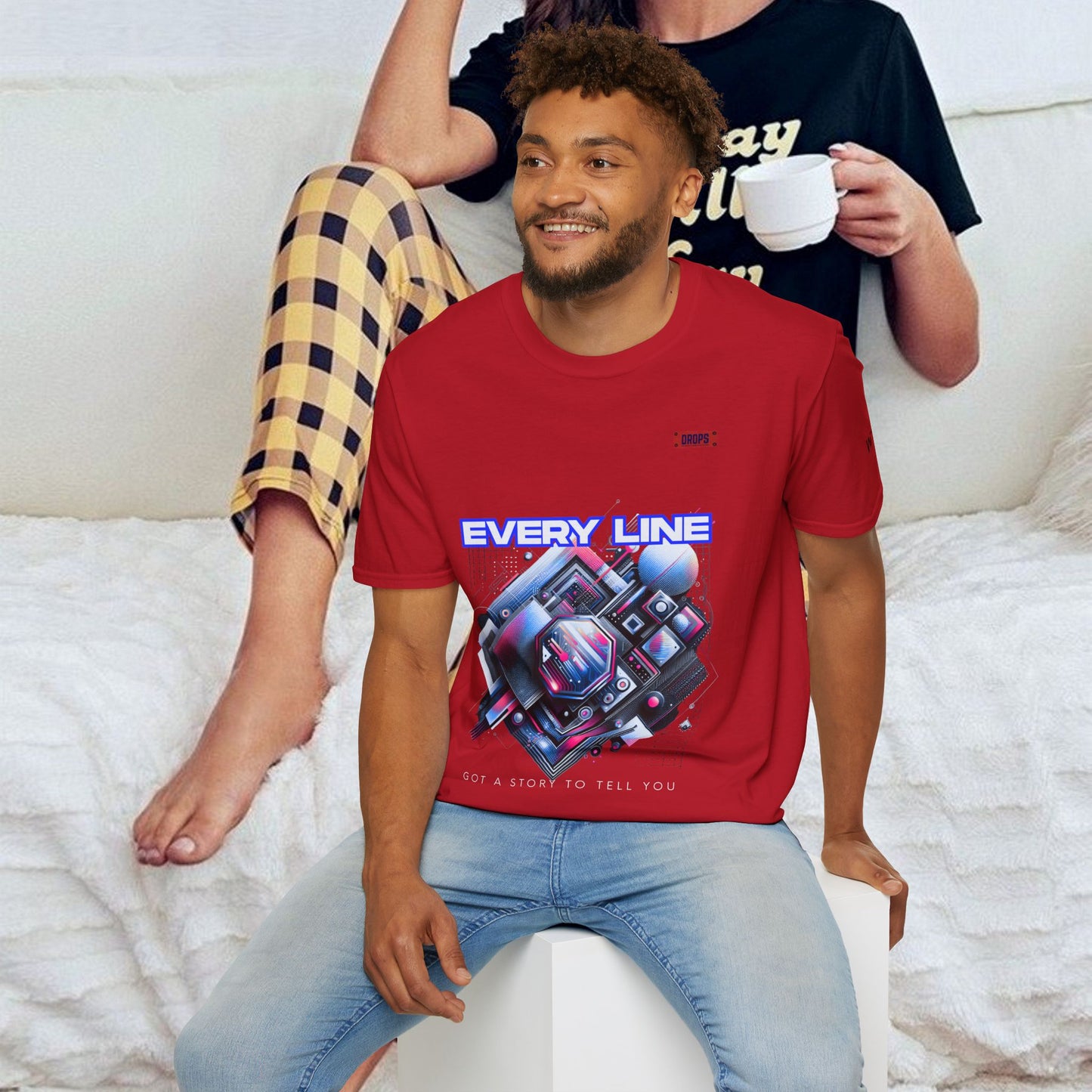 Every Line Graphic Unisex Softstyle T-Shirt | Retro Art Tee, Casual Wear, Gift for Art Lovers, Streetwear, Everyday Style