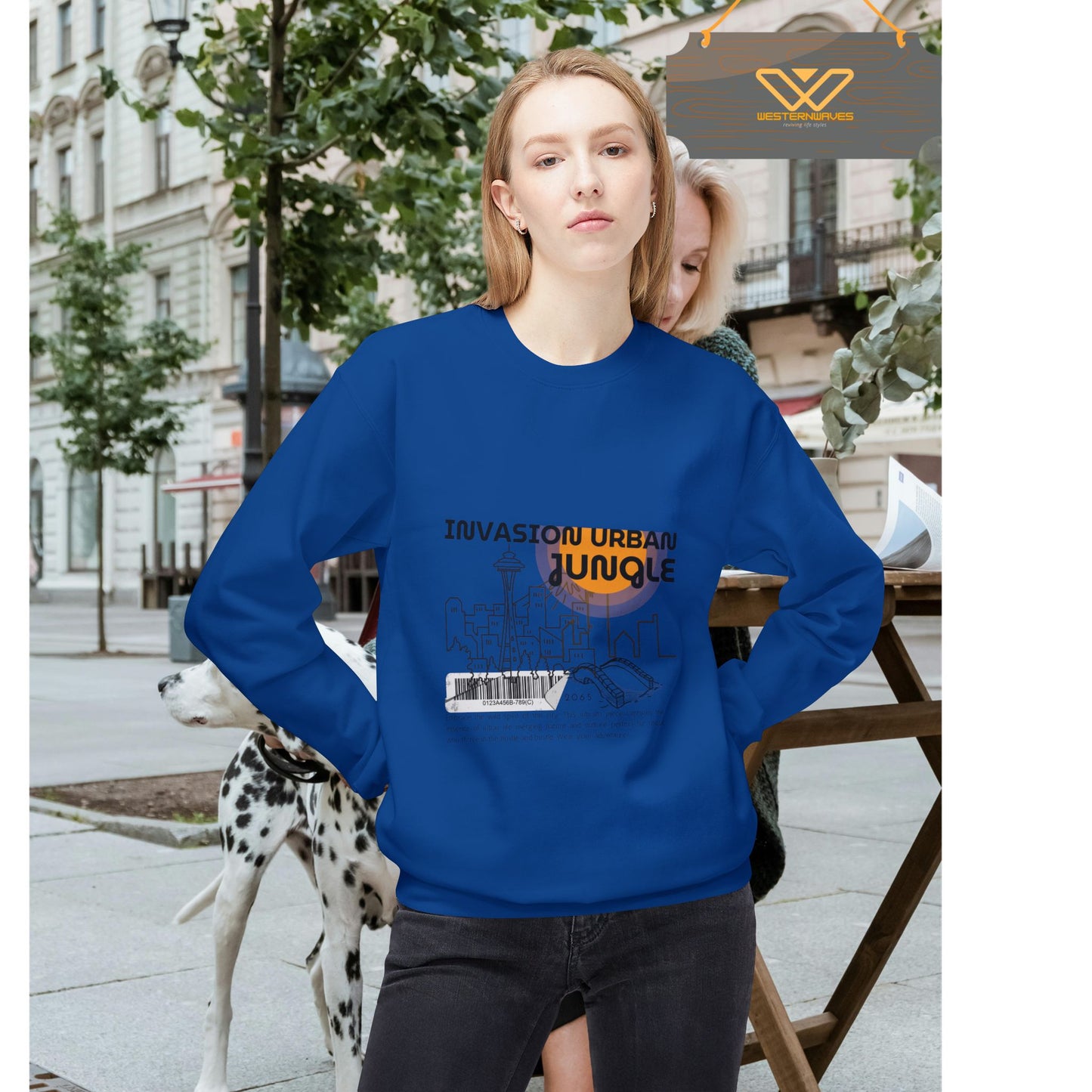 Unisex Midweight Softstyle Fleece Crewneck Sweatshirt_ N2+ Series USMWSSFCNSS PT2WW012_ Limited Edition Stylish Eco-conscious Raw Classic by WesternWaves: