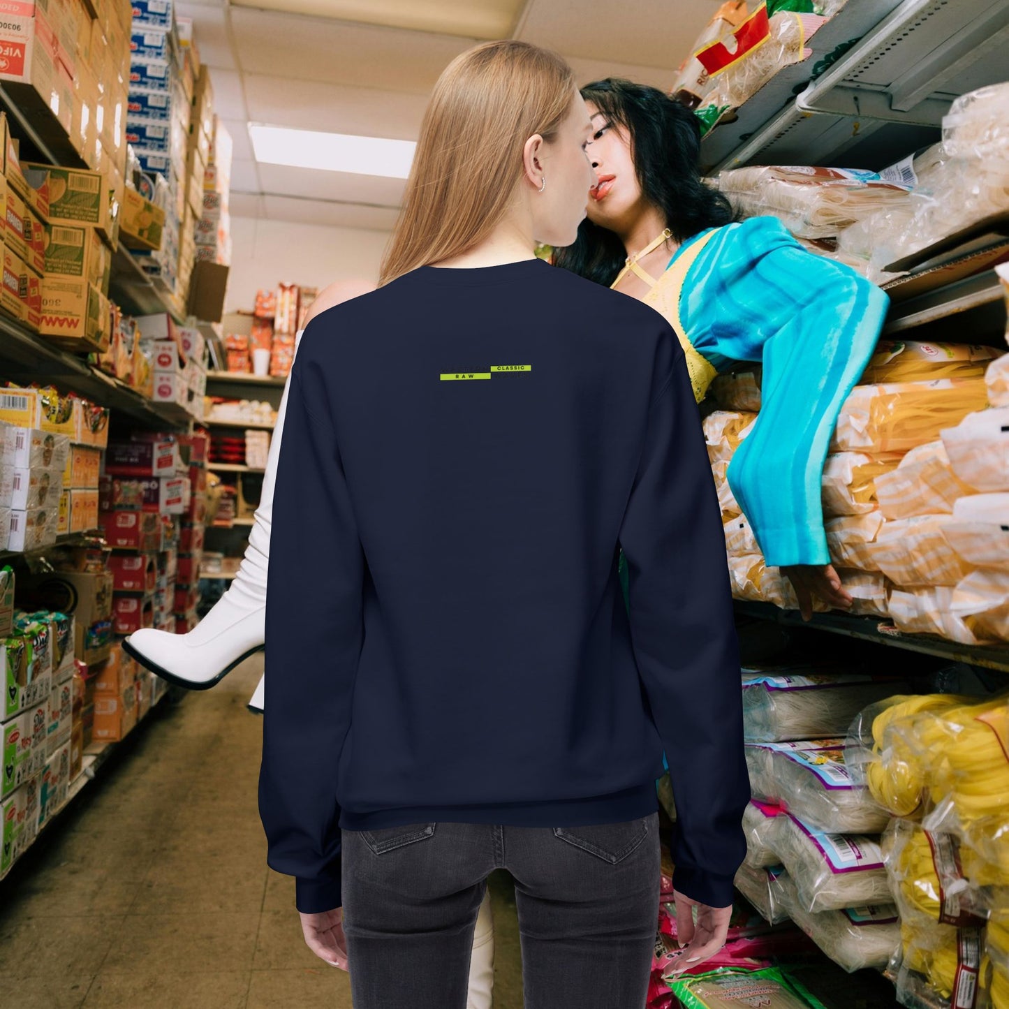 Unisex Midweight Softstyle Fleece Crewneck Sweatshirt_ N2+ Series USMWSSFCNSS PT2WW009_ Limited Edition Stylish Eco-conscious Raw Classic by WesternWaves: