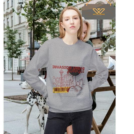 Unisex Midweight Softstyle Fleece Crewneck Sweatshirt_ N2+ Series USMWSSFCNSS PT2WW012_ Limited Edition Stylish Eco-conscious Raw Classic by WesternWaves: