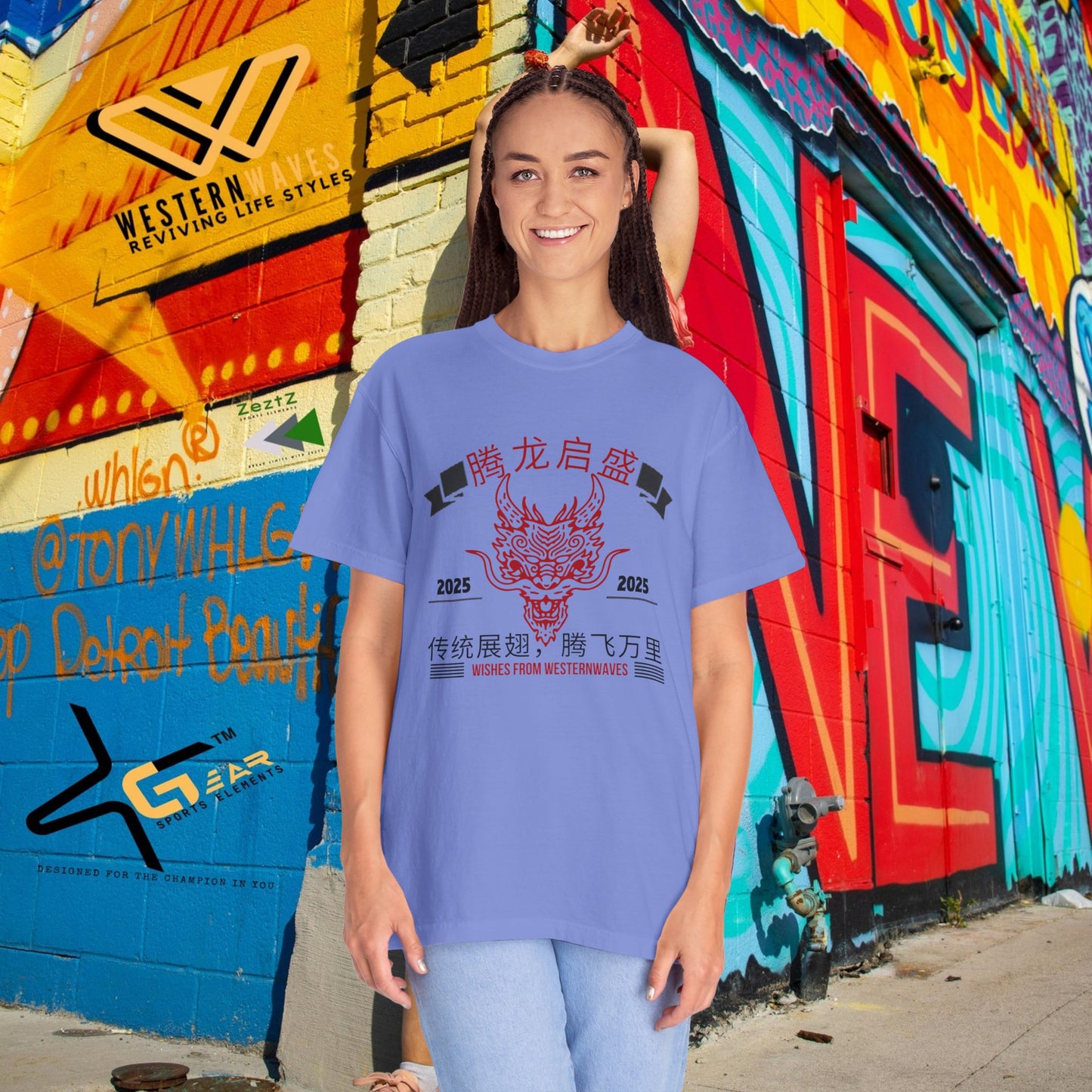 Unisex Garment-Dyed T-shirt_ N3+ Series USGDTS PT2WW003_ Comfort Colors 1717_ ‘Election America’ Limited Edition Fusion of Style For Chinese New Year Celebrations by WesternWaves: