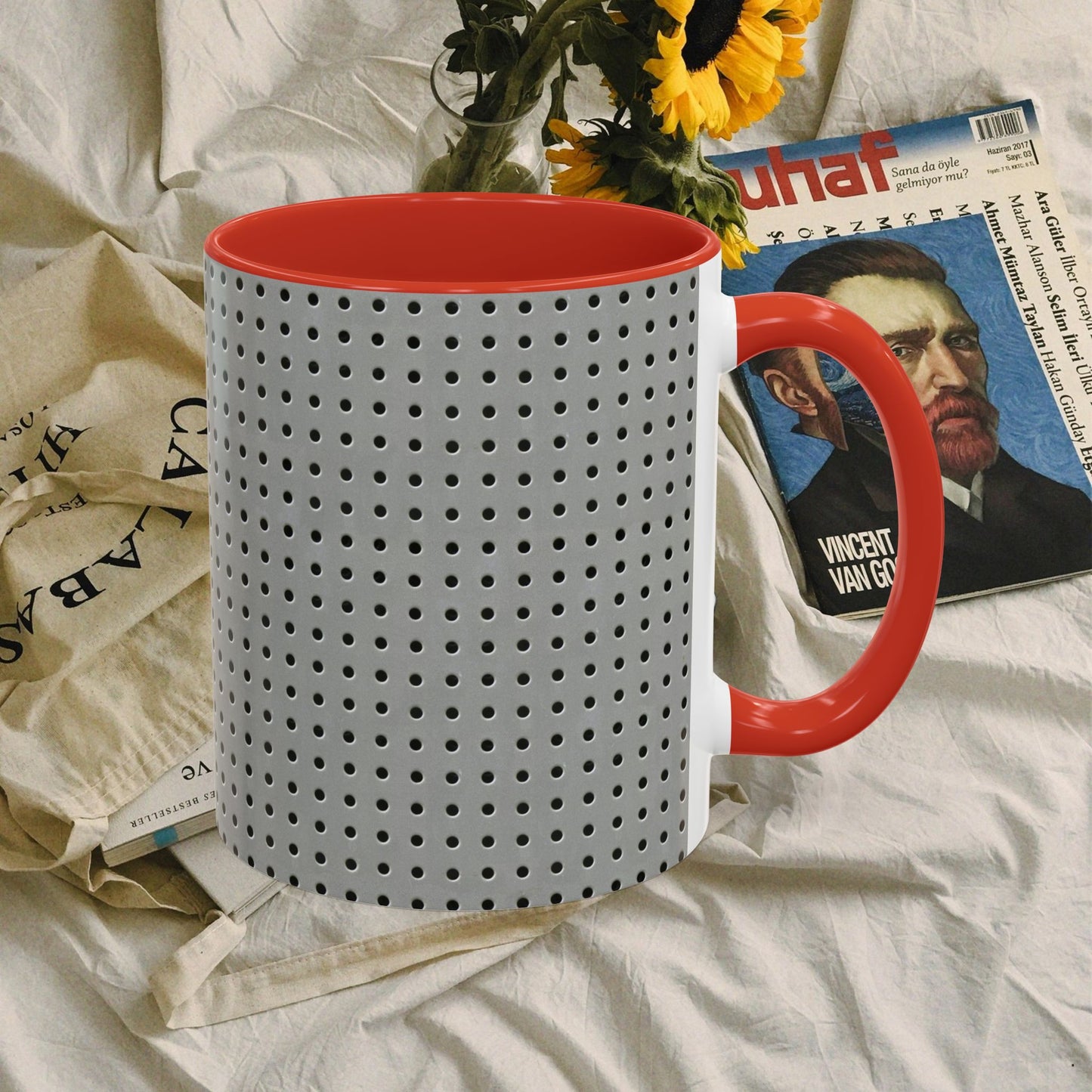 Two Tone Accent Coffee Mug 11oz_  N7+ Series ACMUG11OZ PT2WW001_ Limited Edition Stylish Perforated Design by WesternWaves: