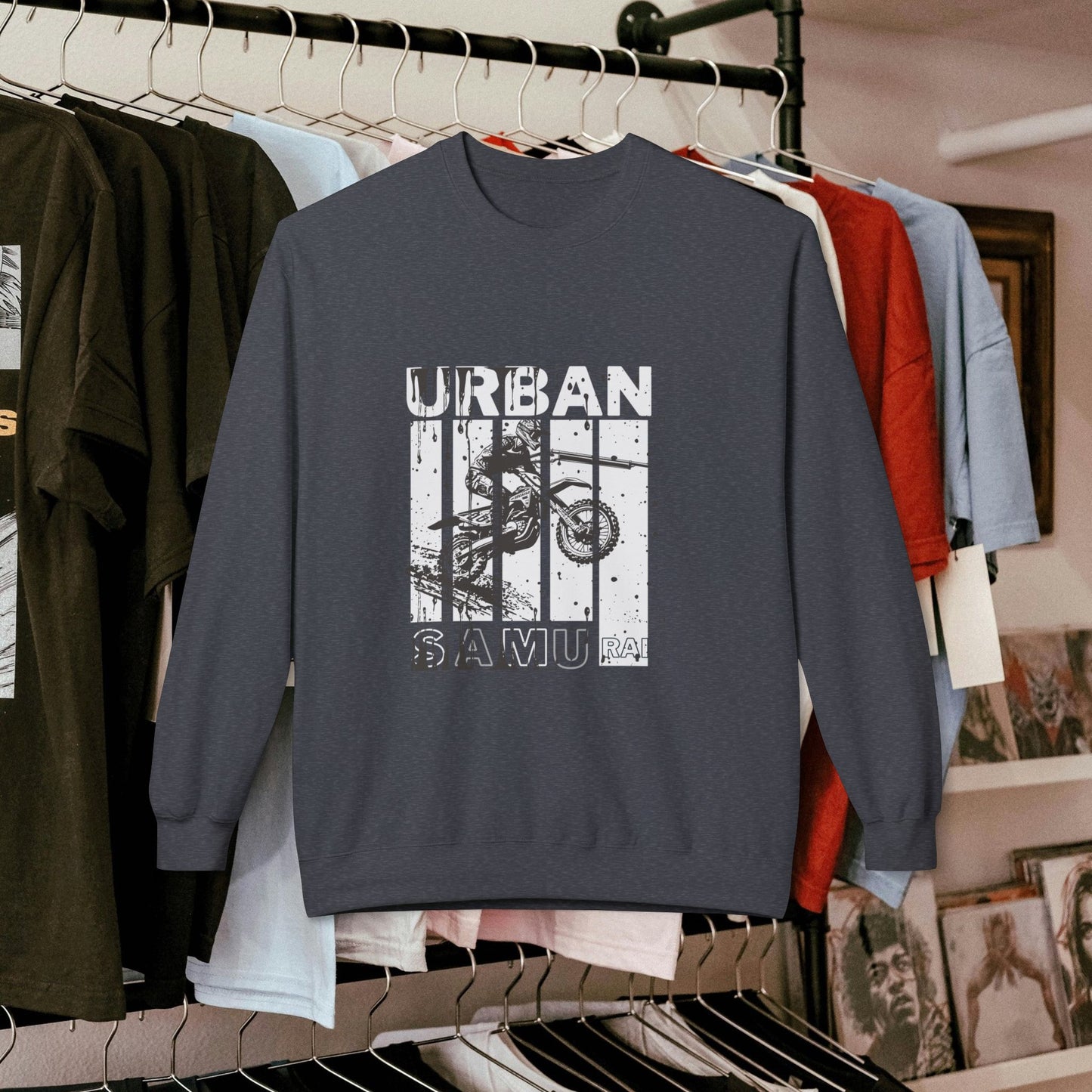 Unisex Midweight Softstyle Fleece Crewneck Sweatshirt_ N2+ Series USMWSSFCNSS PT2WW009_ Limited Edition Stylish Eco-conscious Raw Classic by WesternWaves: