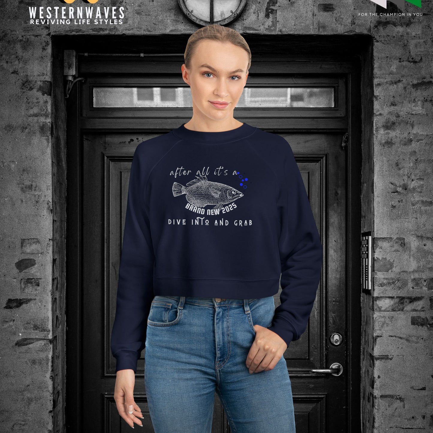 Women's Cropped Fleece Pullover_ N2 Series SPW WCFPOH PT2WW002_ Limited Edition High-quality Composition Product by WesternWawes: