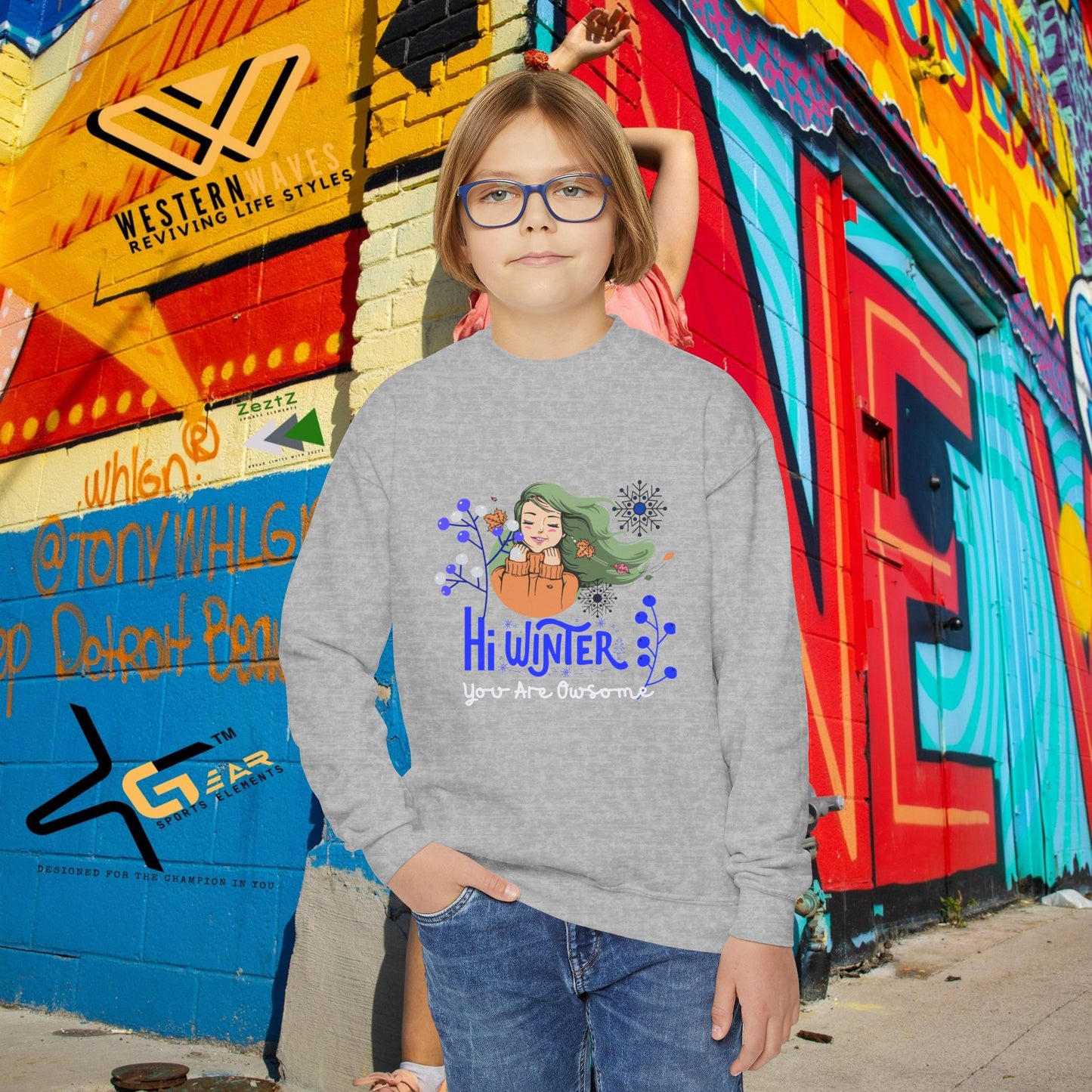 Youth Crewneck Sweatshirt_ N2 Series YCNSS PT2WW003_  Limited Edition Perfect Companion for the School, Sports  & Casual hangouts by WesternWaves: