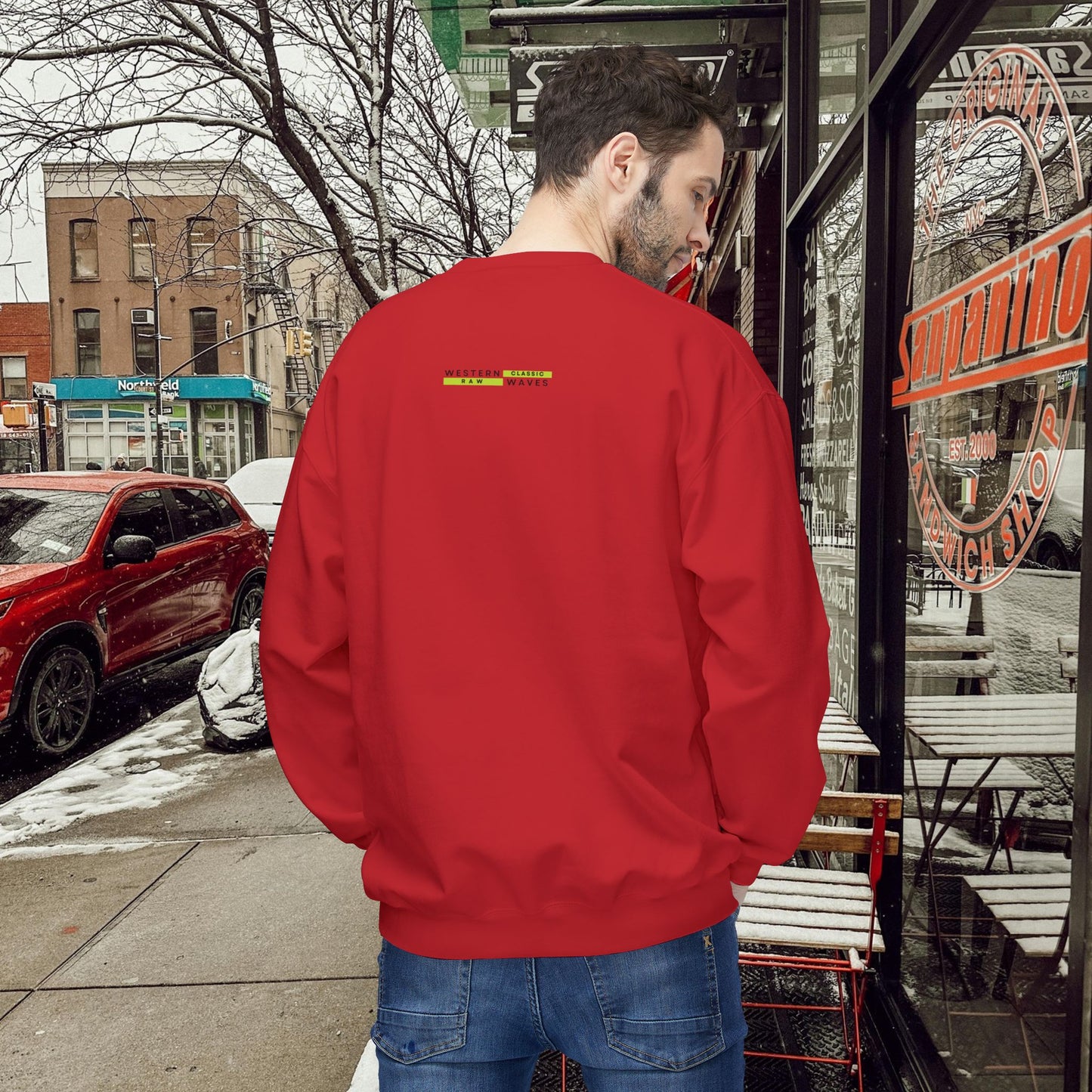 Unisex Midweight Softstyle Fleece Crewneck Sweatshirt_ N2+ Series USMWSSFCNSS PT2WW009_ Limited Edition Stylish Eco-conscious Raw Classic by WesternWaves: