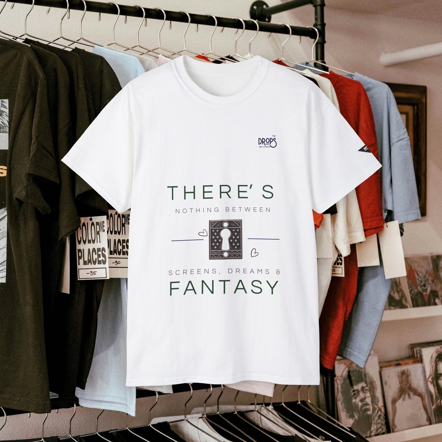 Unisex Ultra Cotton Tee - "There's Nothing Between Screens, Dreams & Fantasy" T-Shirt - Perfect for Dreamers and Creatives_ 07 May 2025_ 001